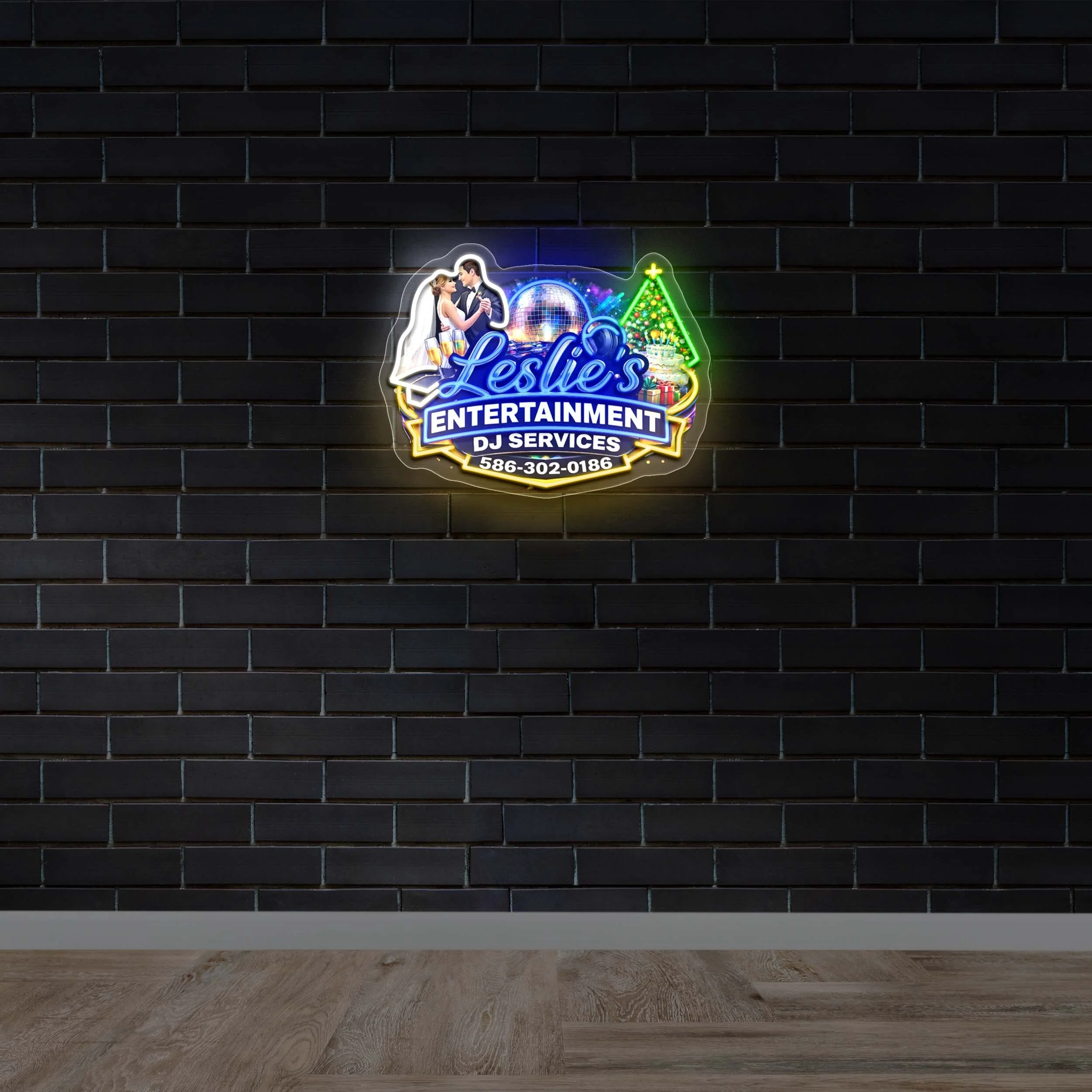 Leslie’s Entertainment DJ Service - Premium Neon Artwork