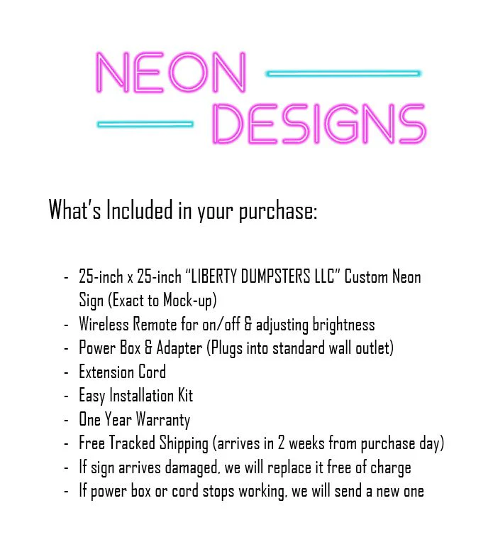 LIBERTY DUMPSTERS LLC - Premium Neon Artwork - Image 2