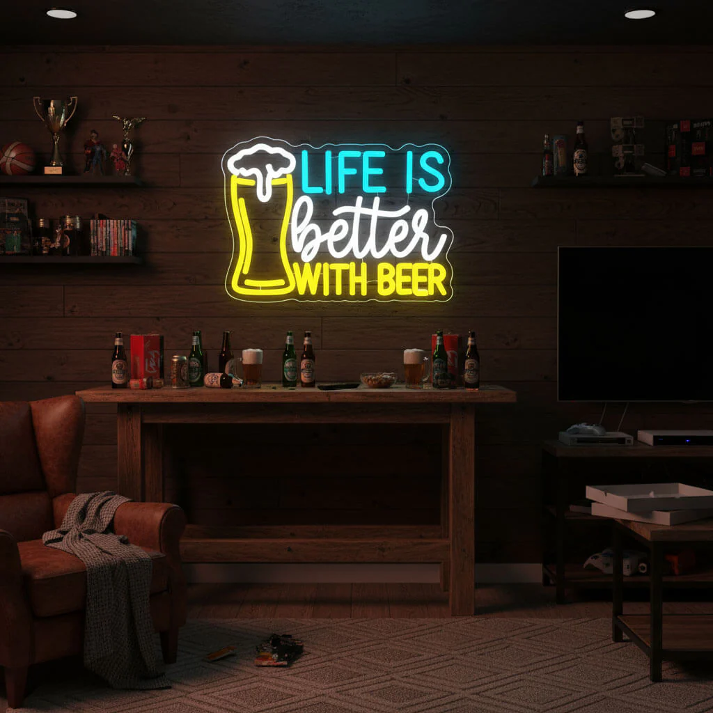 Life is Better With Beer Man Cave LED Neon Sign - Image 3