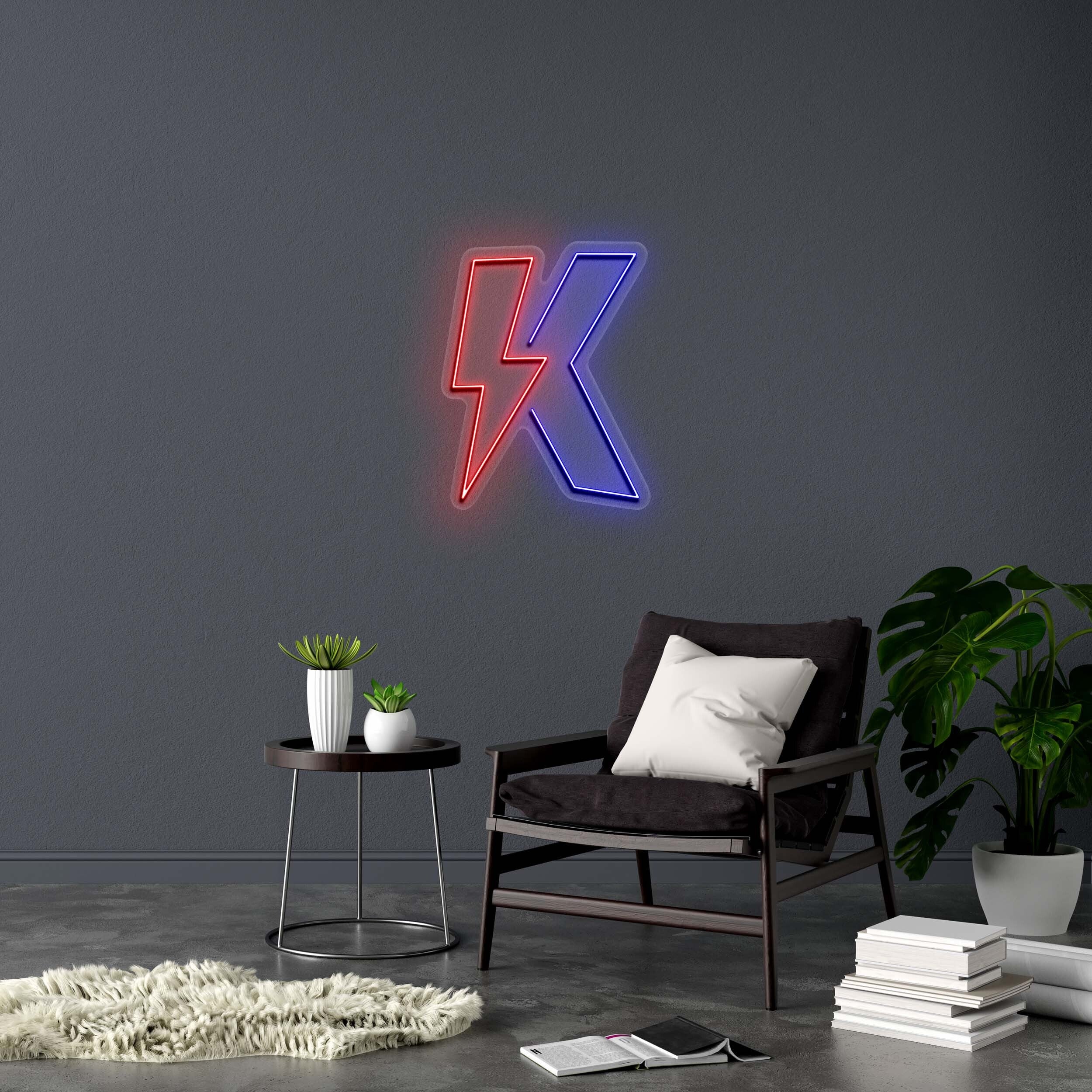 Lightning K Logo - Premium Neon Artwork