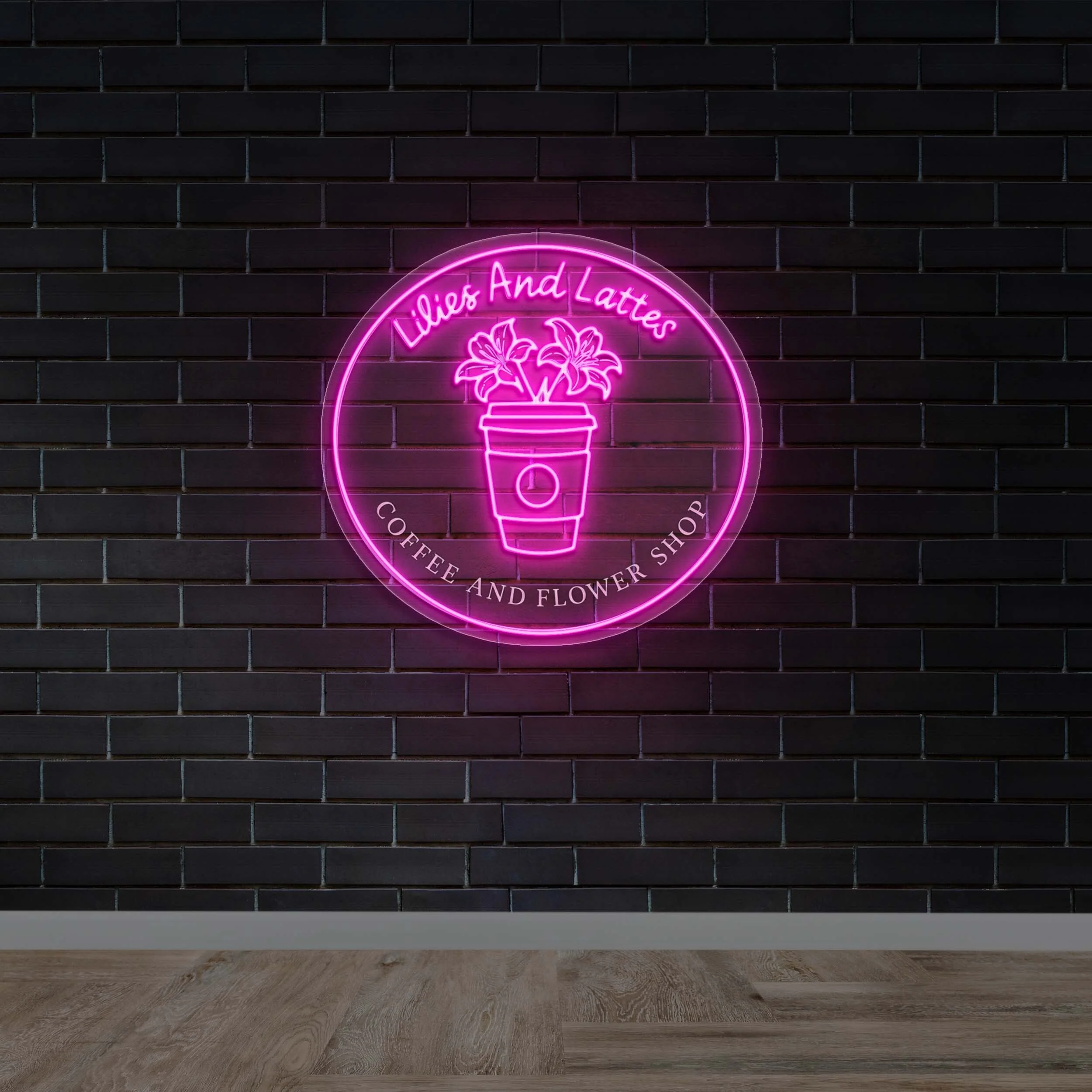 Lilies And Lattes - Premium Neon Artwork