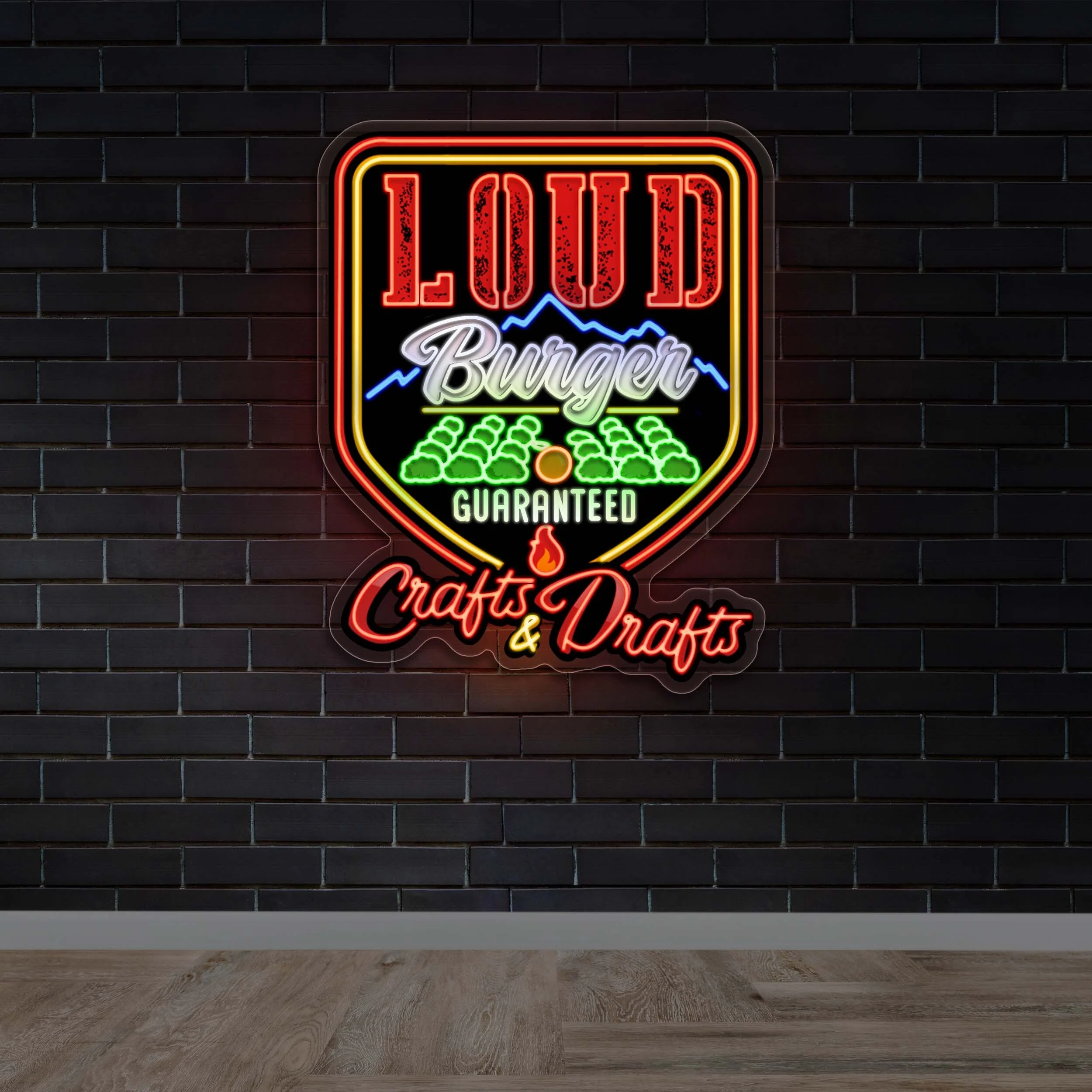 Loud Burger Guaranteed Crafts & Drafts - Premium Neon Artwork