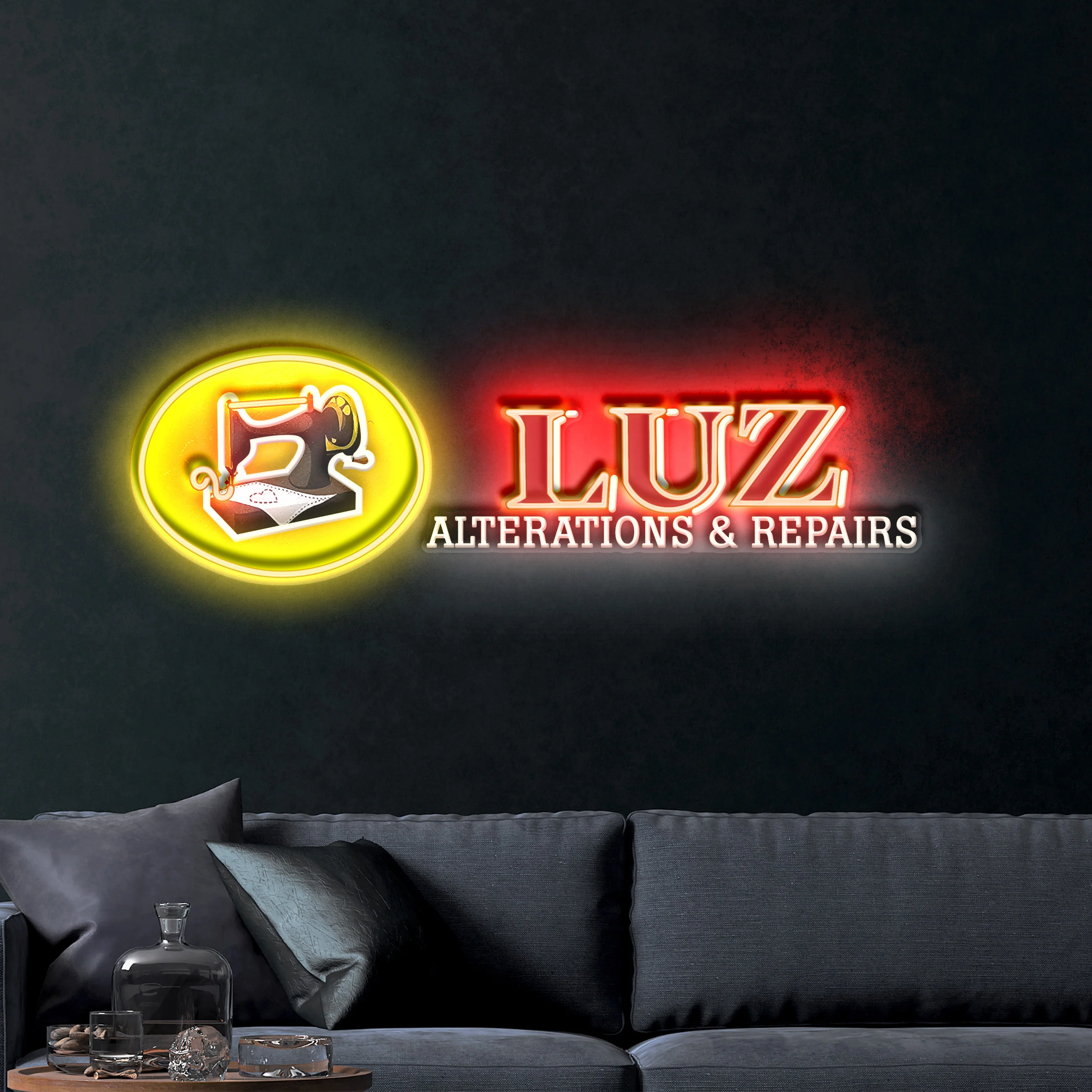 Luz Alterations & Repairs (with logo) – Premium Neon Artwork