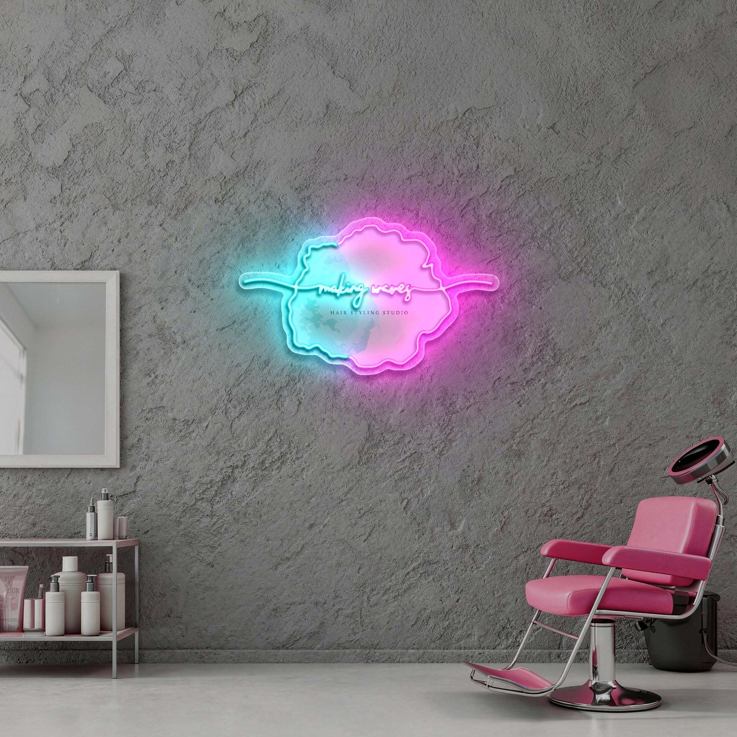 Making Waves Hairstyling Studio - Premium Neon Artwork