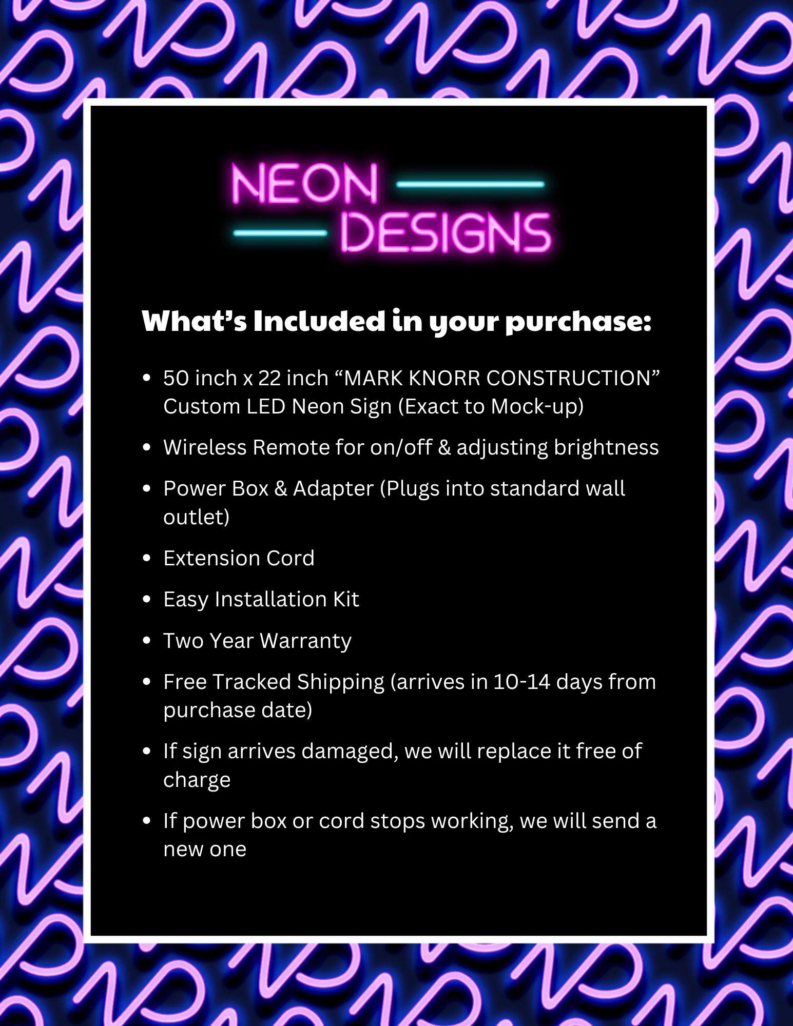 MARK KNORR CONSTRUCTION - Premium Neon Artwork - Image 2
