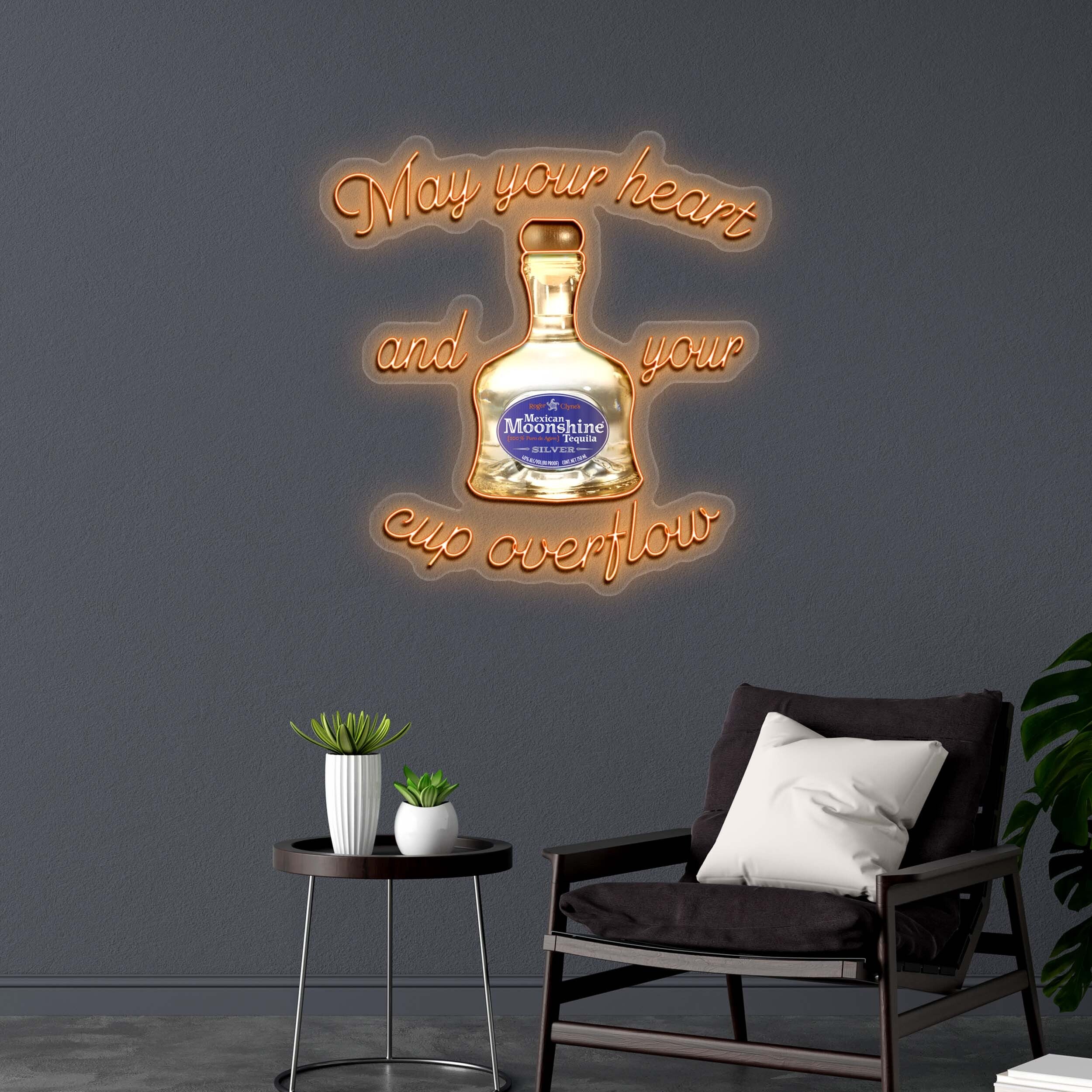 May your heart and your cup overflow - Premium Neon Artwork