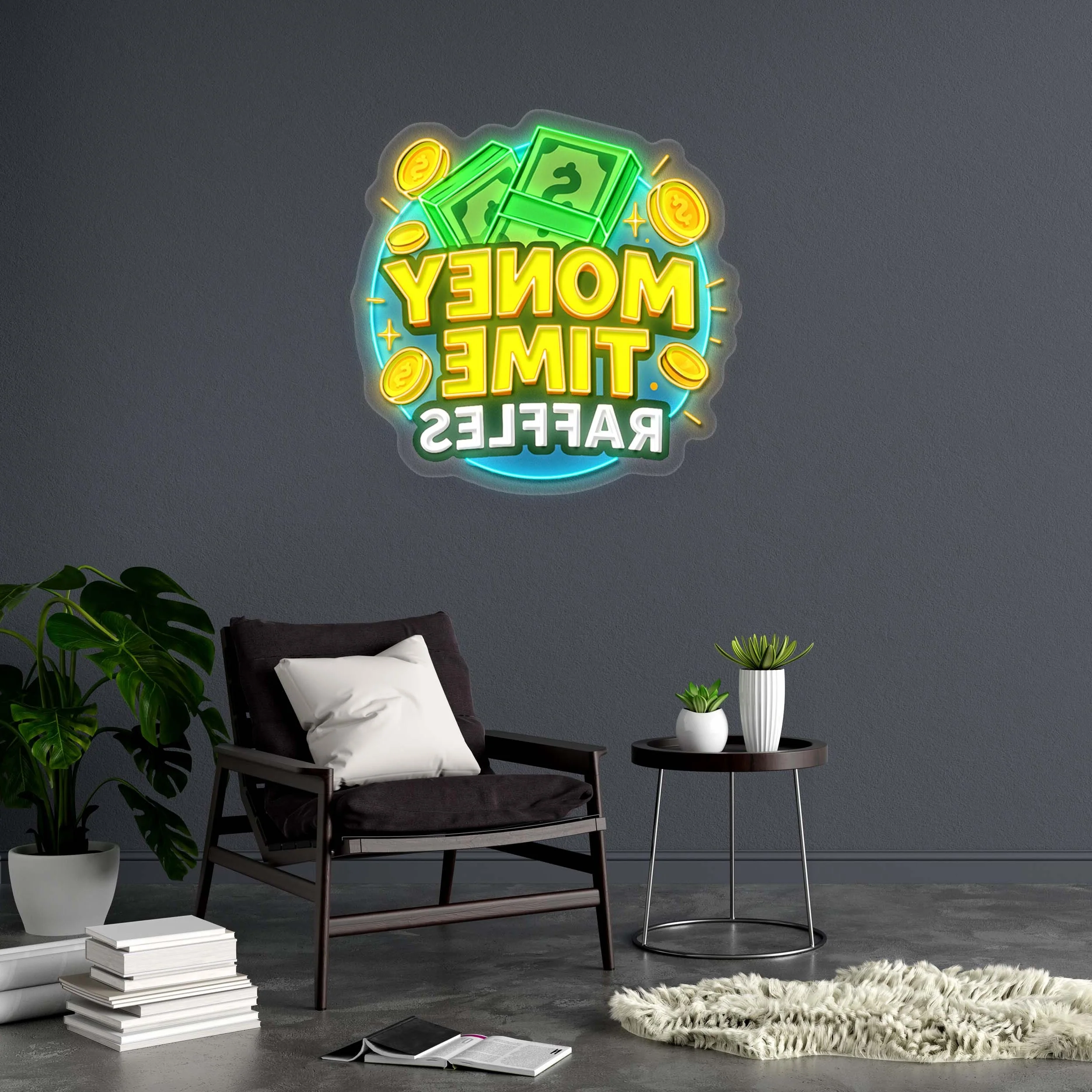 MONEY TIME RAFFLES (version 3) - Premium Neon Artwork