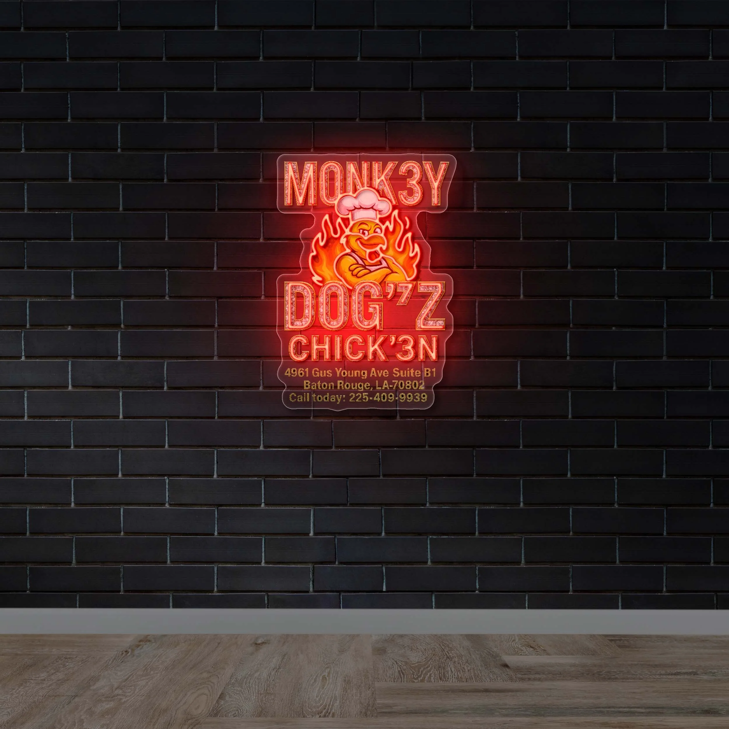 MONK3Y DOG'Z CHICK'3N - Premium Neon Artwork