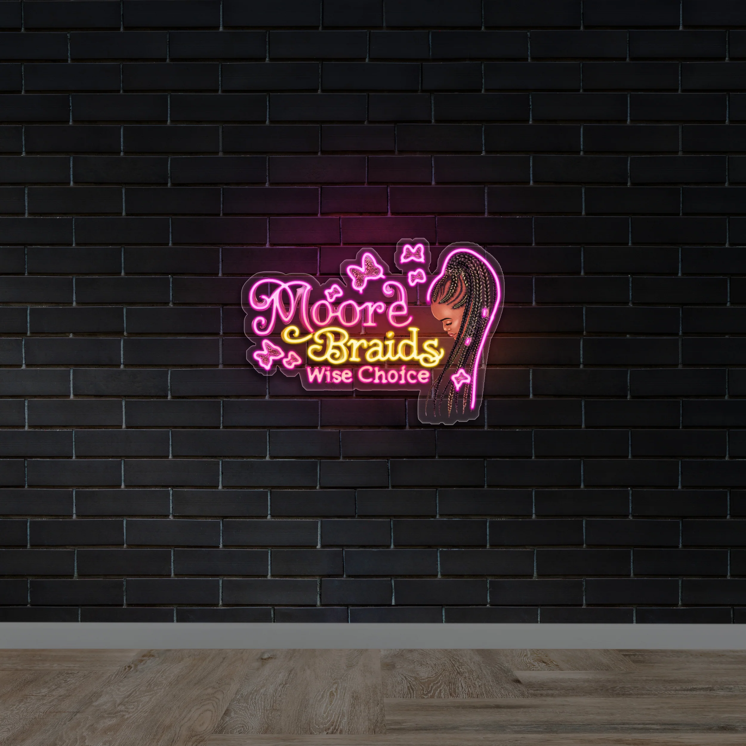 MOORE BRAIDS WISE CHOICE - Premium Neon Artwork