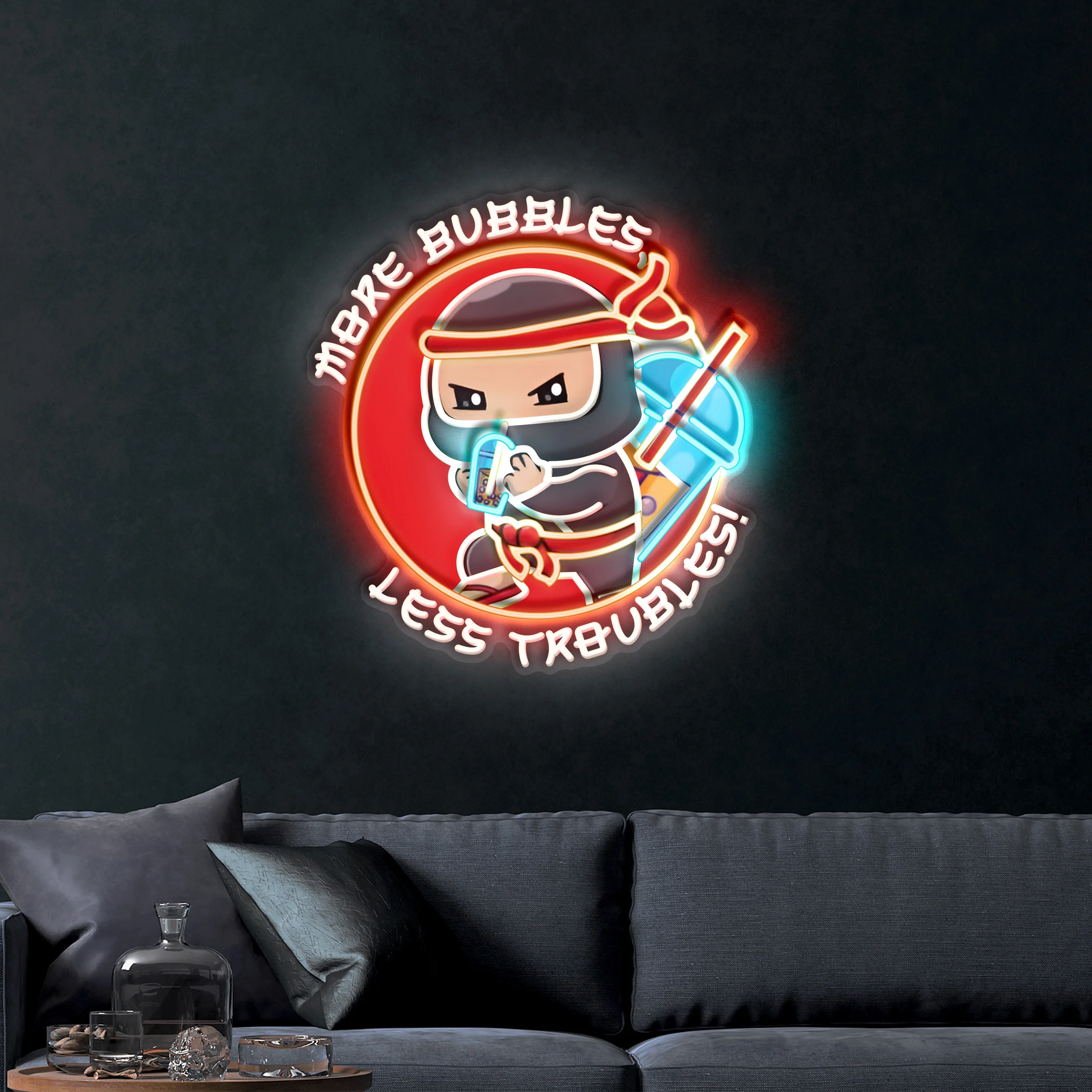 More Bubbles Less Troubles – Premium Neon Artwork - Image 2