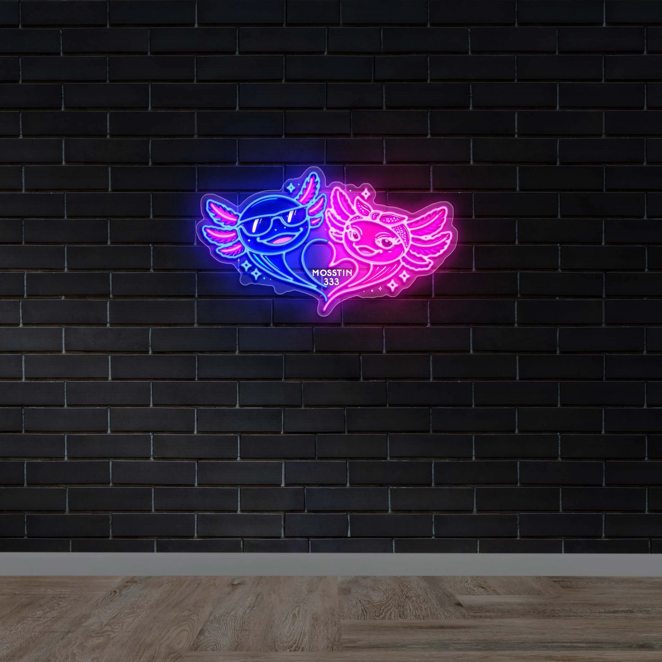 Mosstin 333 Heart Duo - Premium Neon Artwork