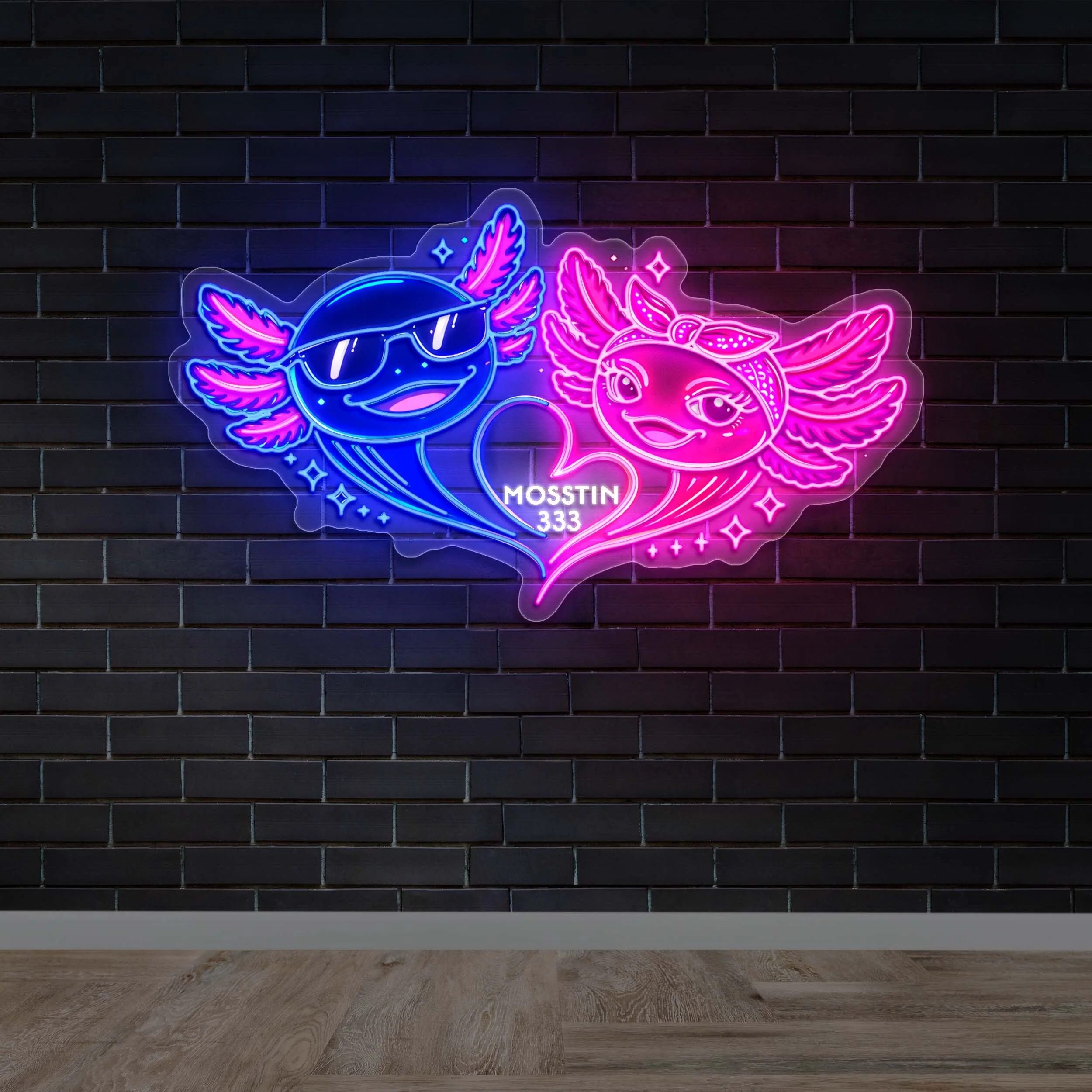 Mosstin 333 Heart Duo - Premium Neon Artwork - Image 2