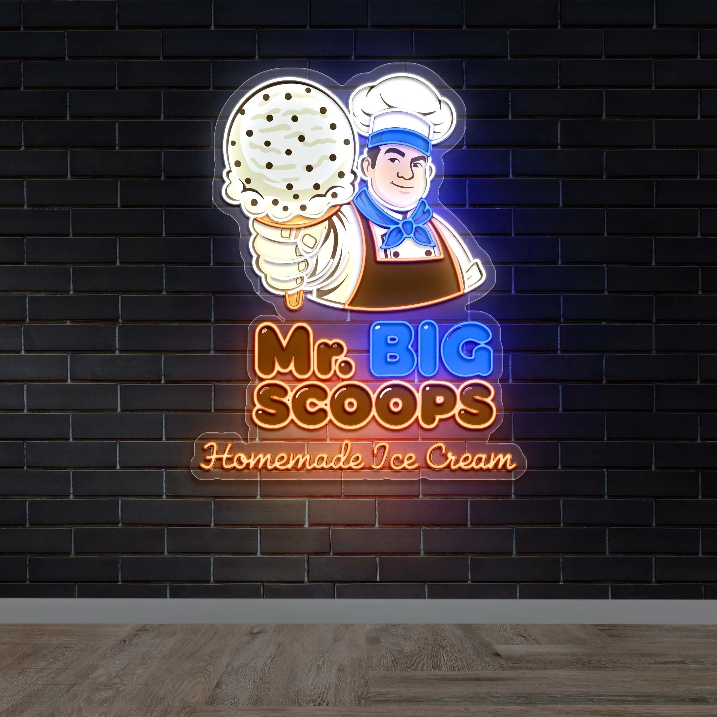 Mr. BIG Scoops Homemade Ice Cream - Premium Neon Artwork