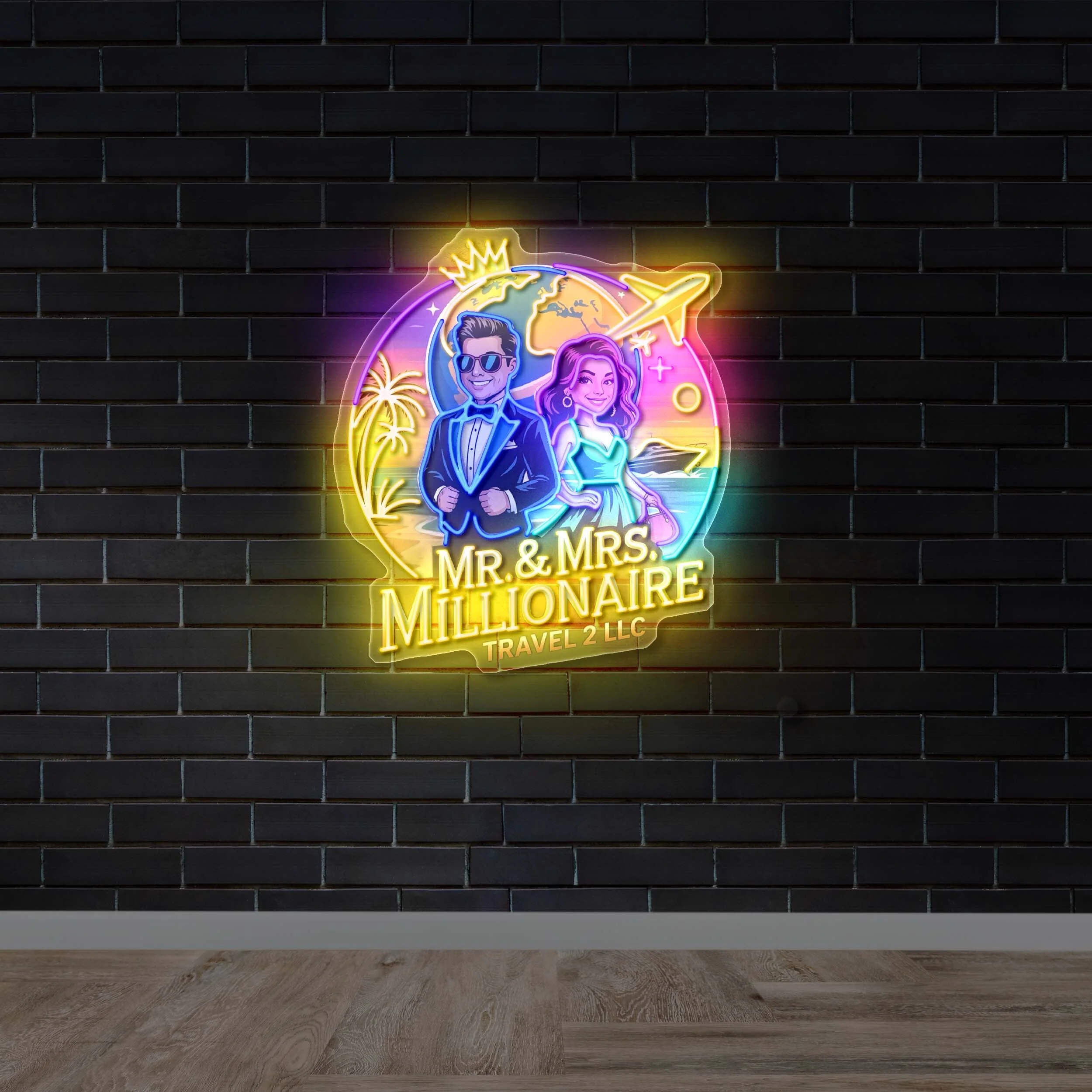Mr. & Mrs. Millionaire Travel 2 LLC - Premium Neon Artwork - Image 2
