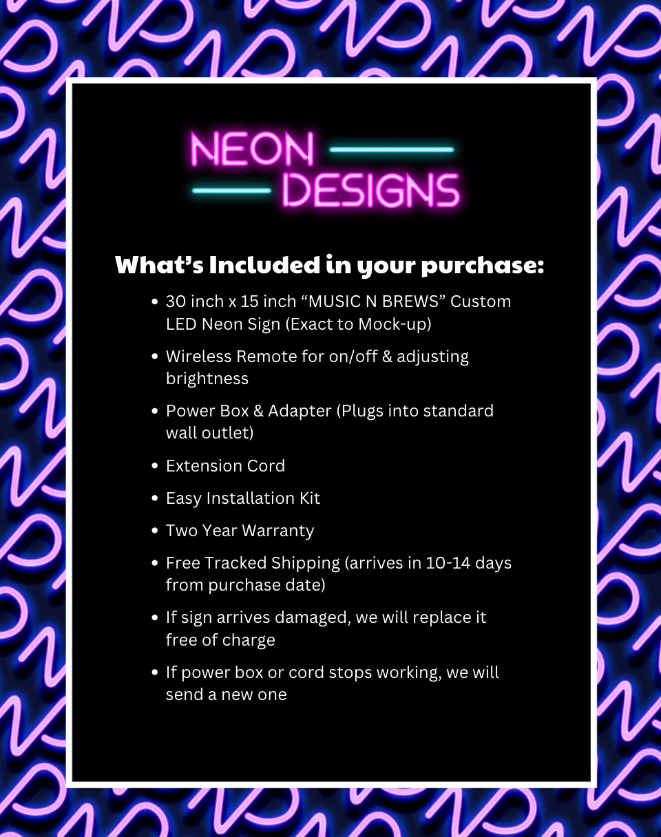 MUSIC N BREWS - Premium Neon Artwork - Image 2
