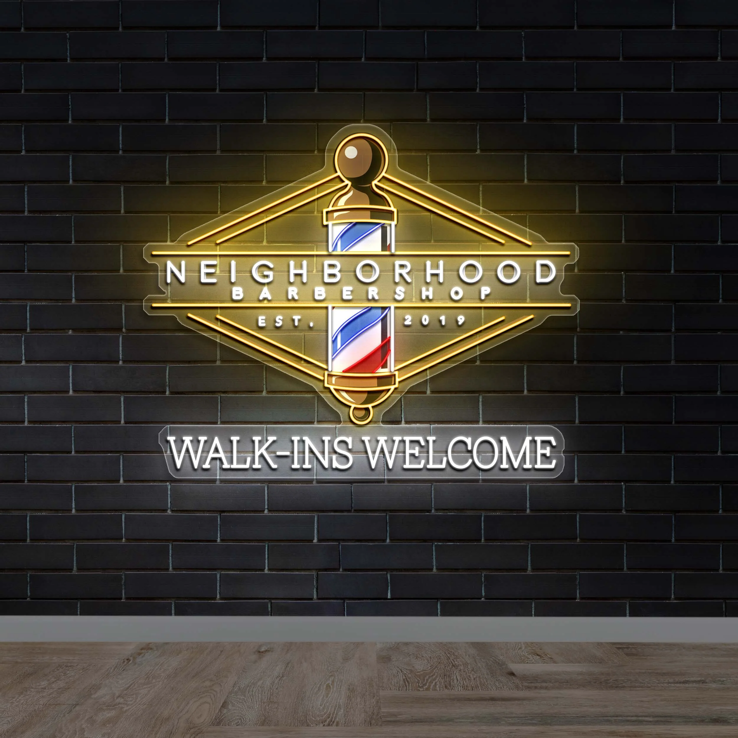 NEIGHBORHOOD BARBERSHOP WALKINS WELCOME - Premium Neon Artwork