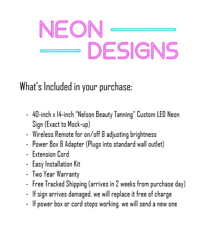 Nelson Beauty Tanning - Premium Neon Artwork - Image 2
