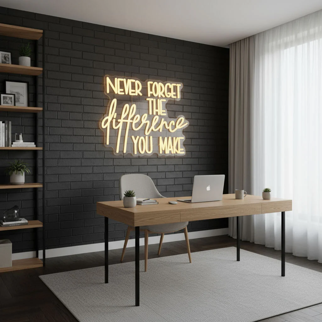 Never Forget The Difference You Make - Inspirational LED Neon Sign - Image 3