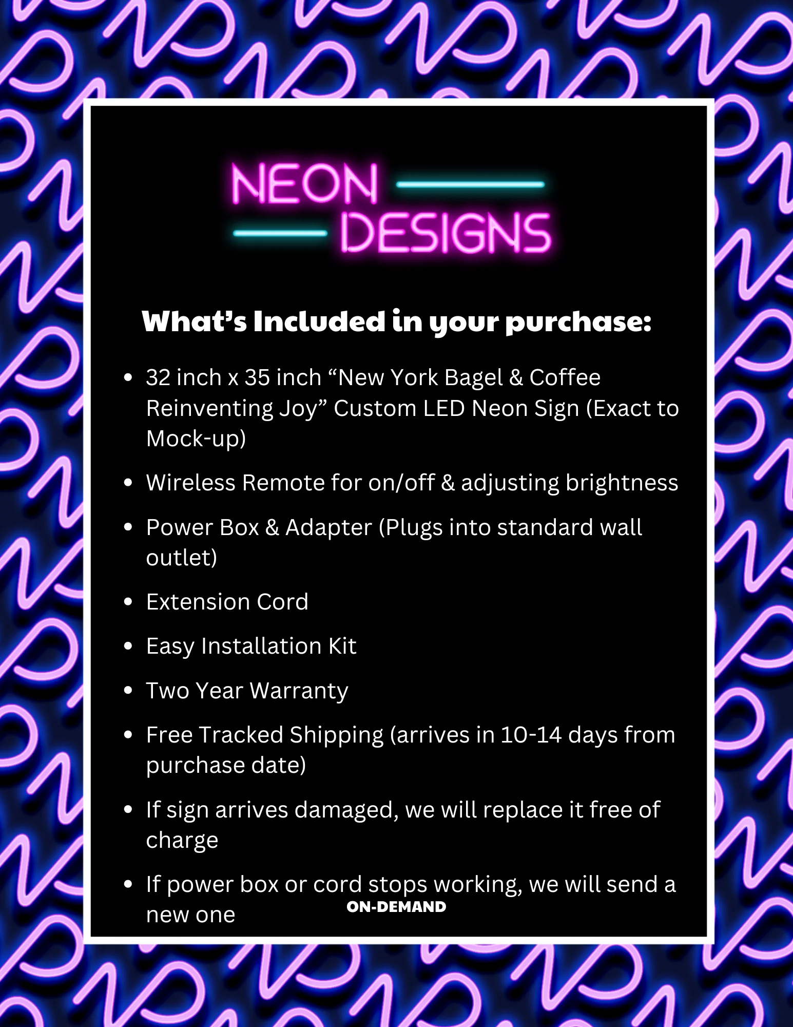New York Bagel & Coffee Reinventing Joy- Premium Neon Artwork - Image 2