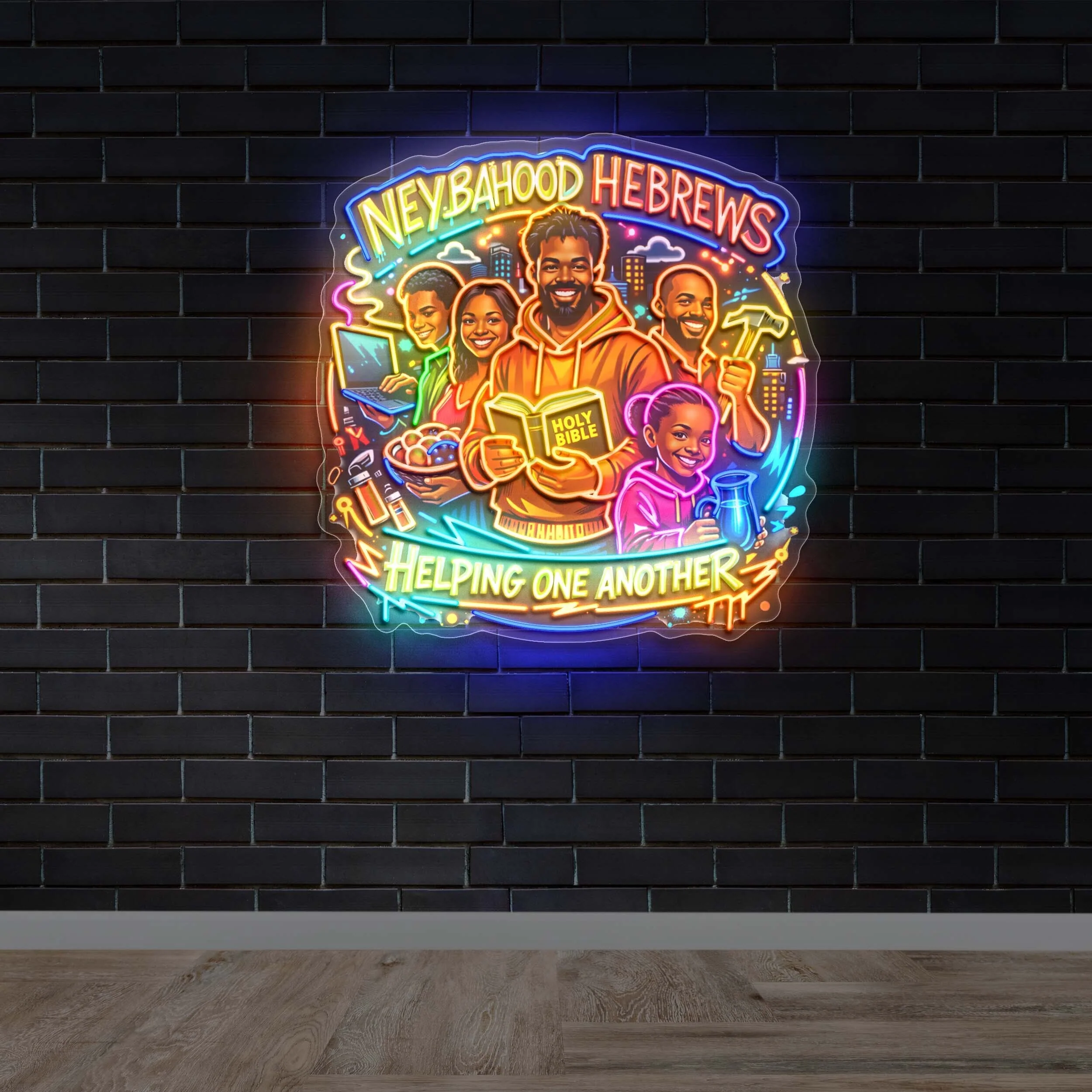 NEYBAHOOD HEBREWS - Premium Neon Artwork