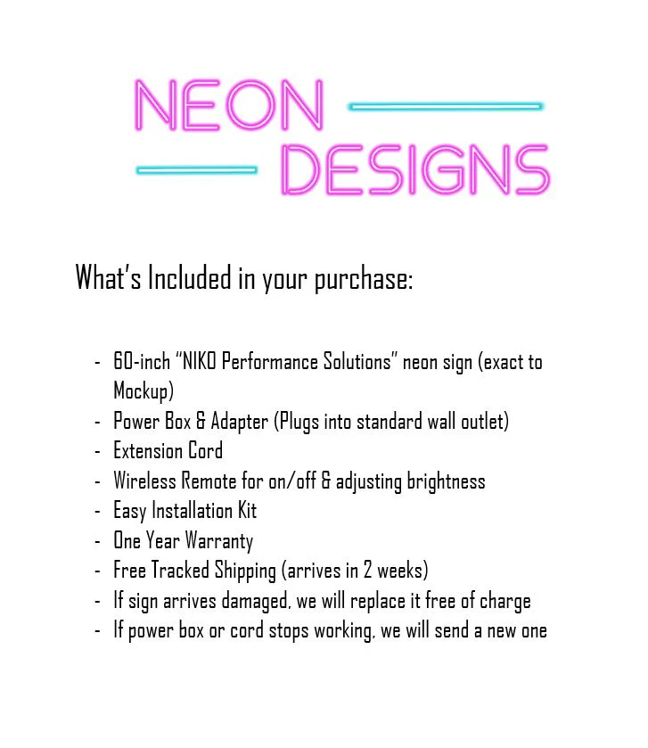 NIKO Performance Solutions - Premium Neon Artwork - Image 2