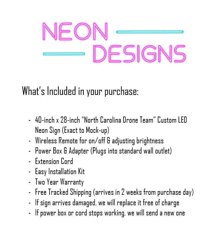 North Carolina Drone Team - Premium Neon Artwork - Image 2