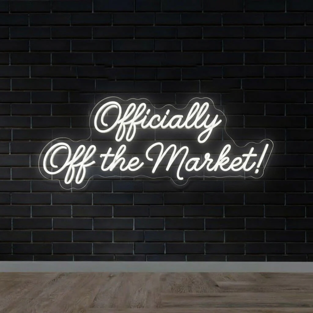 Officially Off the Market Funny Wedding Neon Sign - Image 4