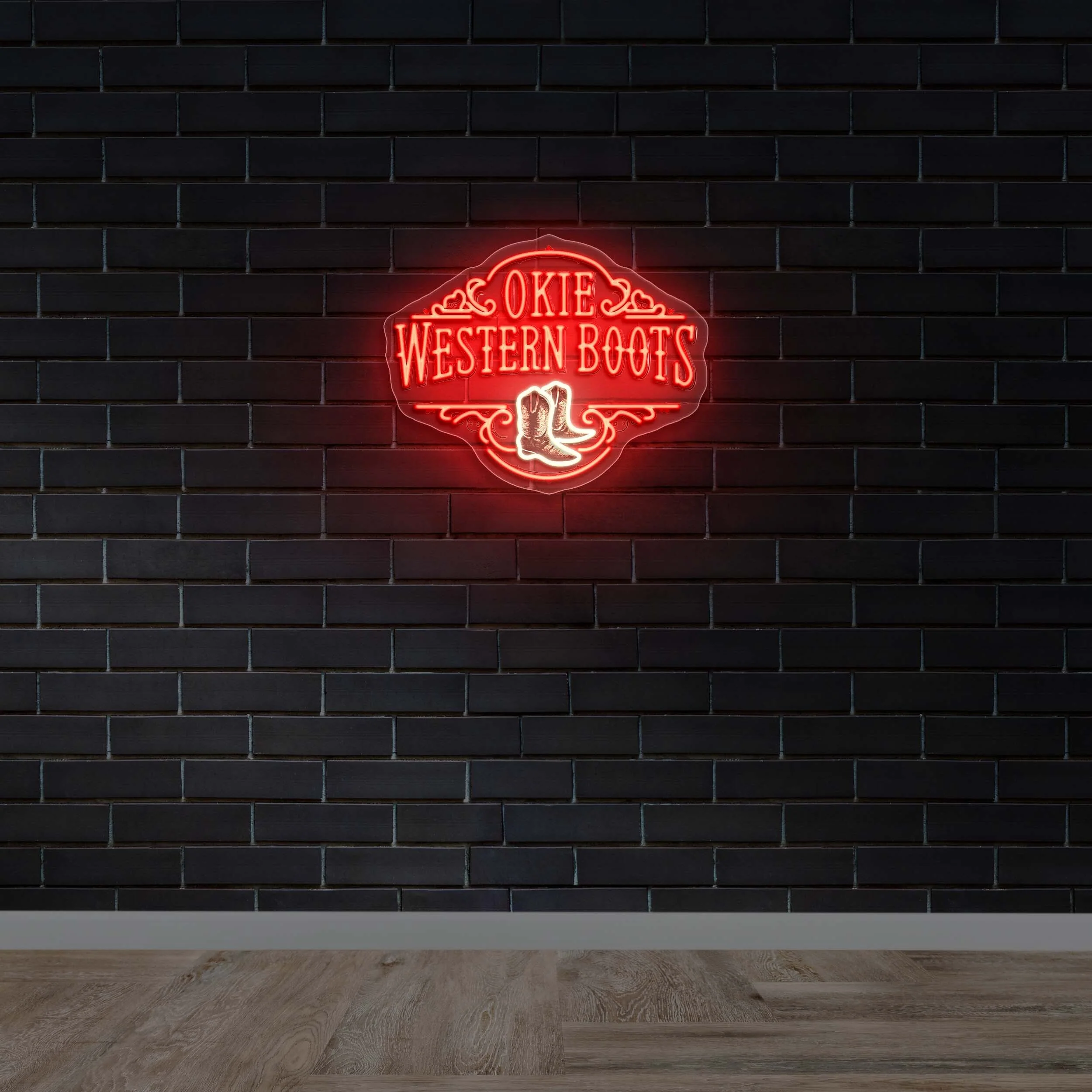 Okie Western Boots - Premium Neon Artwork