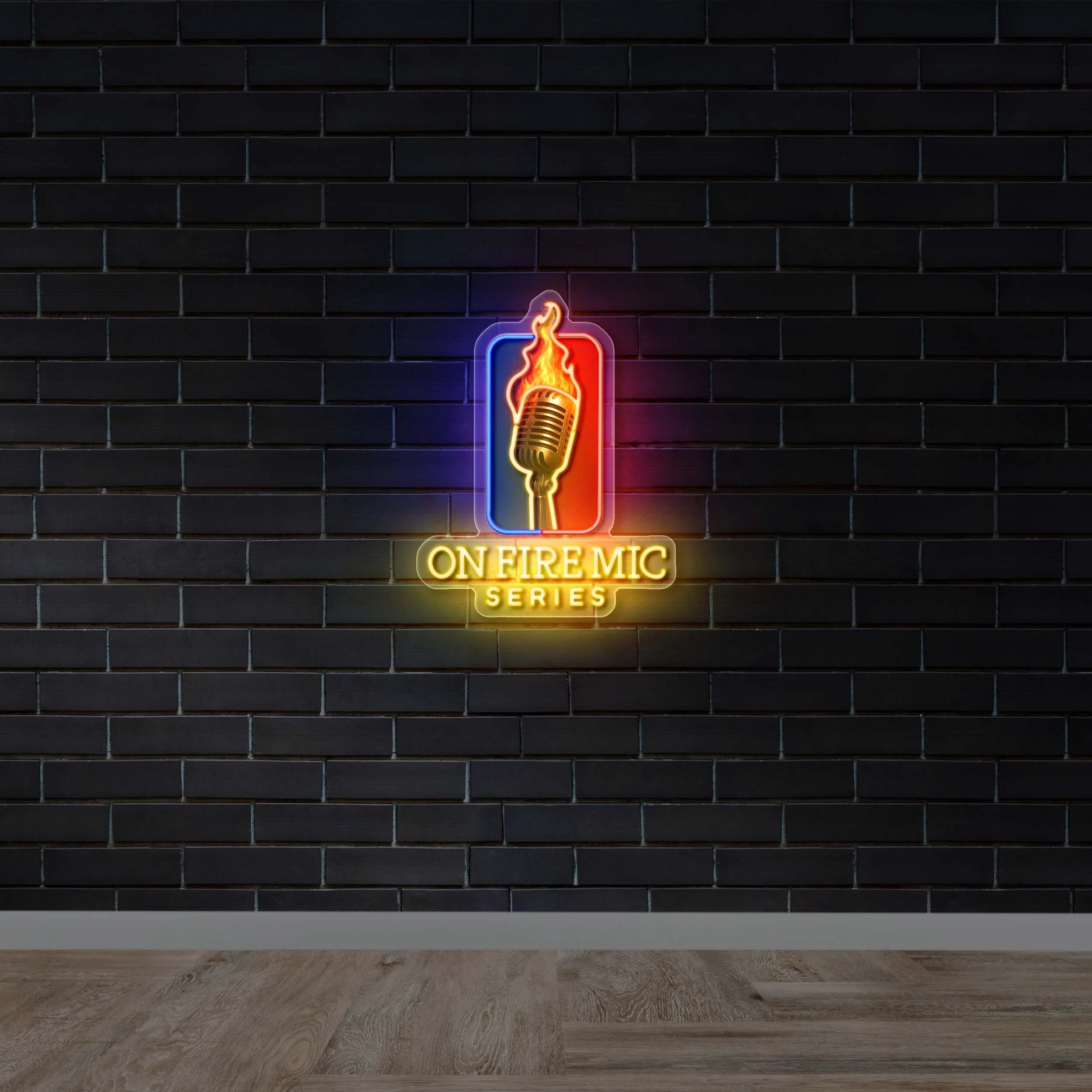 On Fire Mic Series - Premium Neon Artwork
