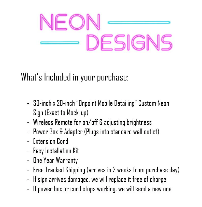 Onpoint Mobile Detailing - Premium Neon Artwork - Image 2