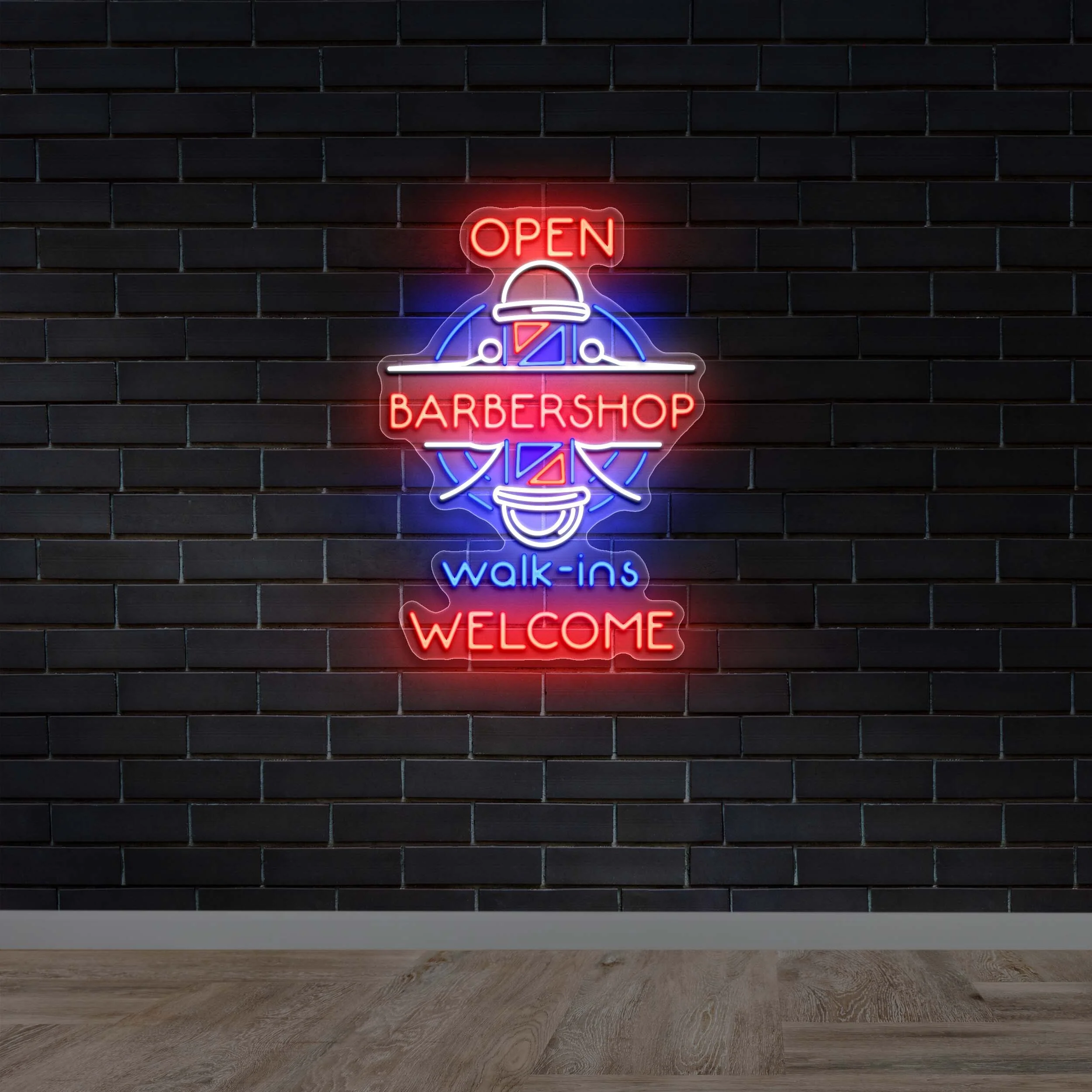 OPEN BARBERSHOP WALK-INS - Premium Neon Artwork