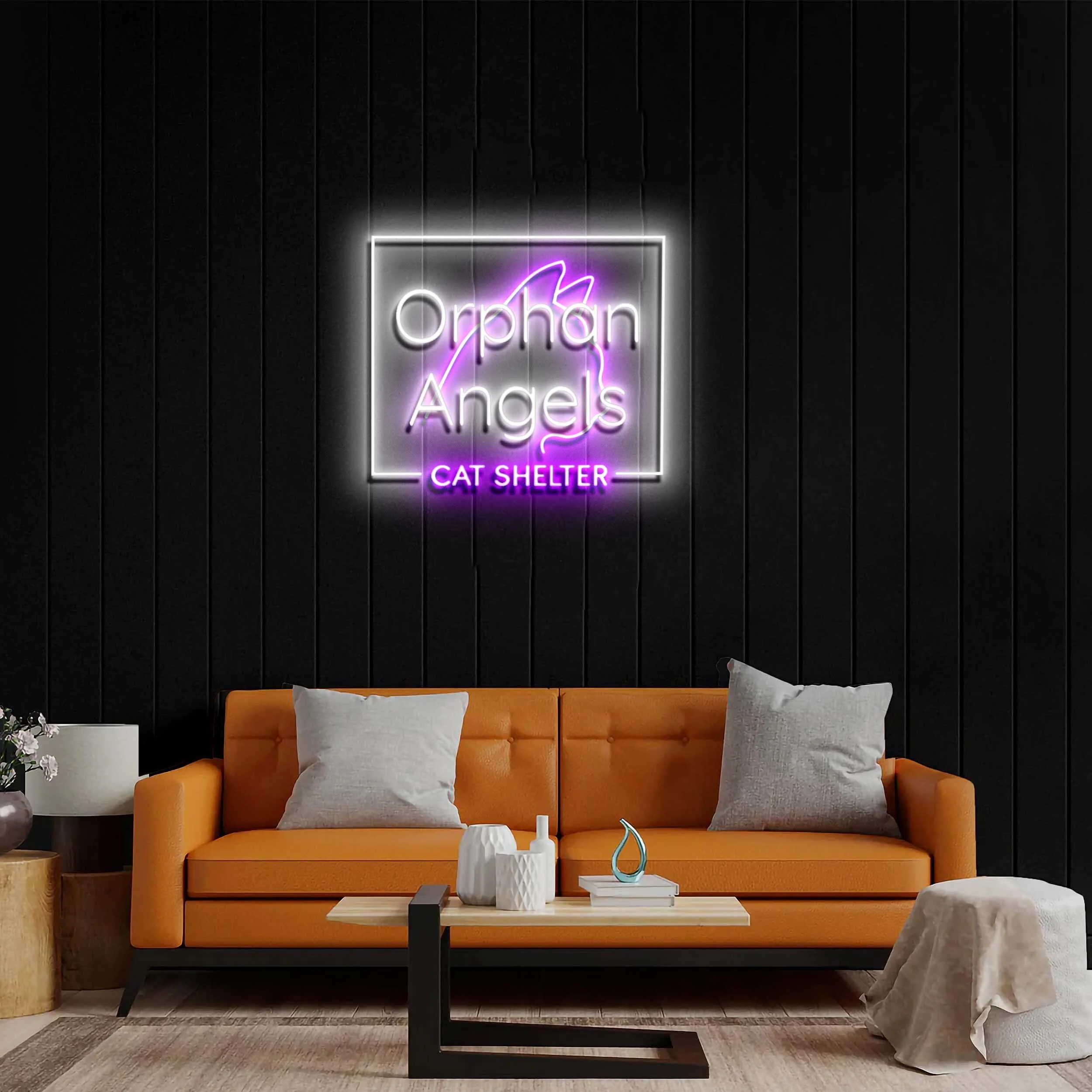 ORPHAN ANGELS CAT SHELTER - Premium Neon Artwork
