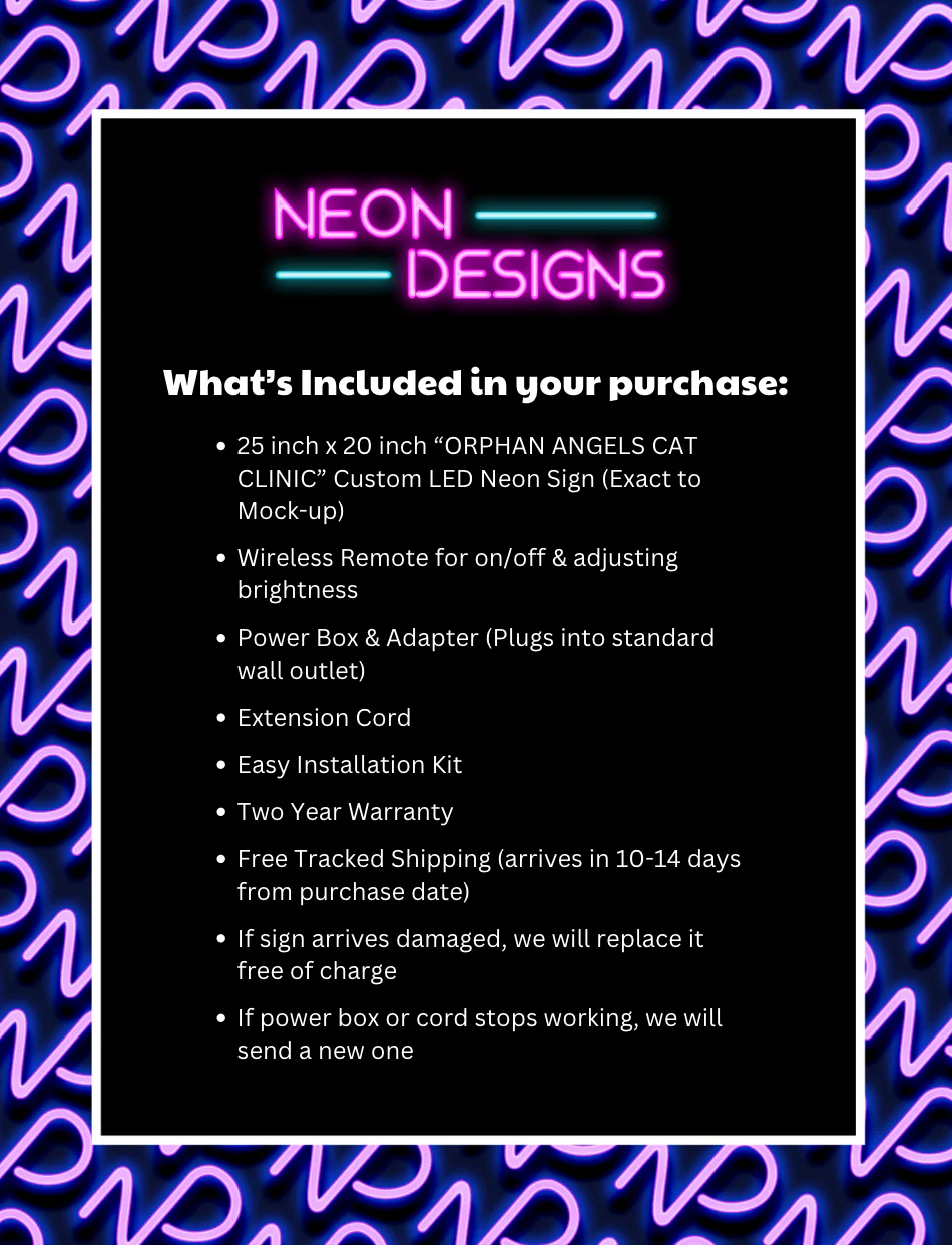 ORPHAN ANGELS CAT CLINIC - Premium Neon Artwork - Image 2