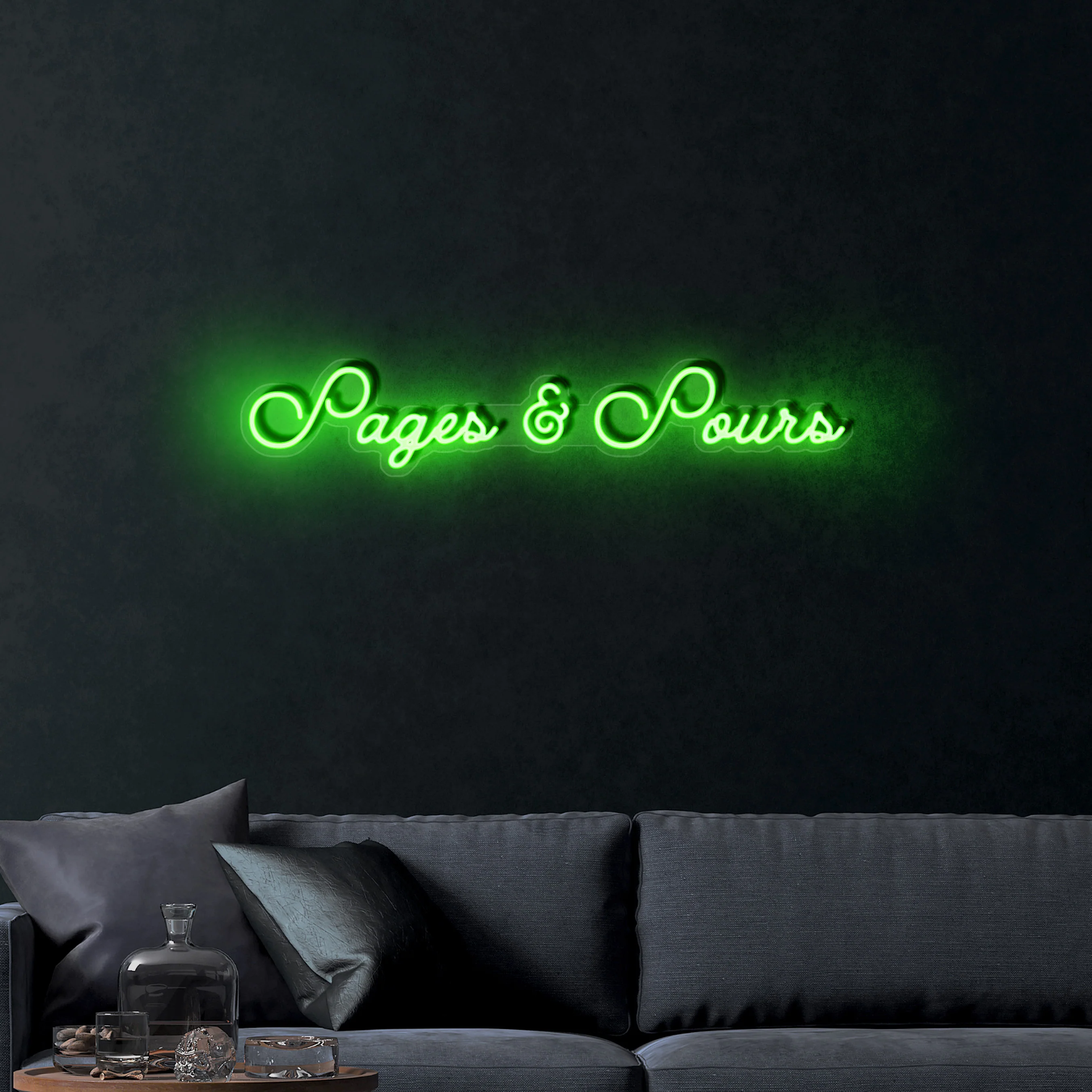 Pages & Pours – Premium Neon Artwork