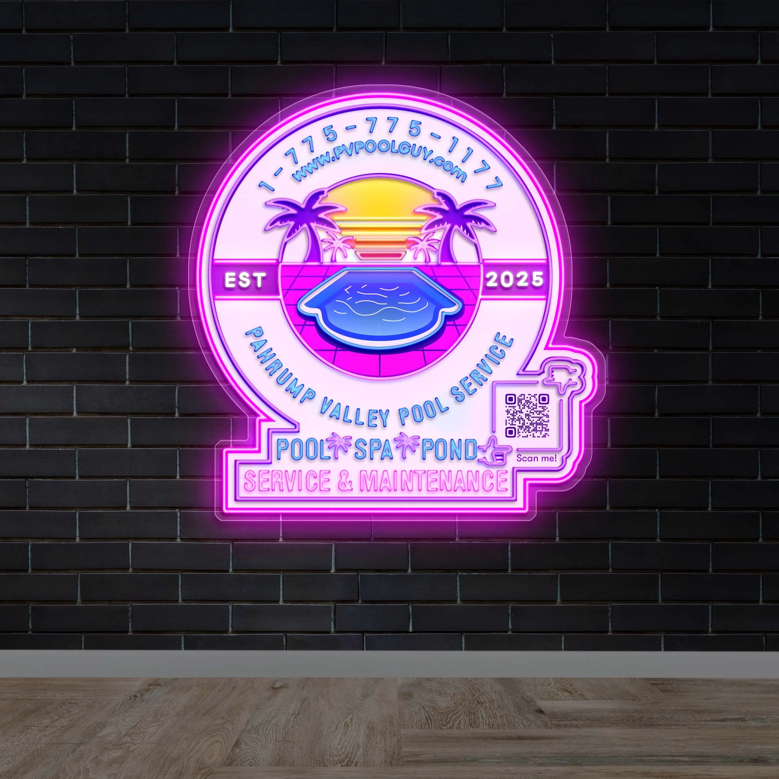 PAHRUMP VALLEY POOL SERVICE - Premium Neon Artwork