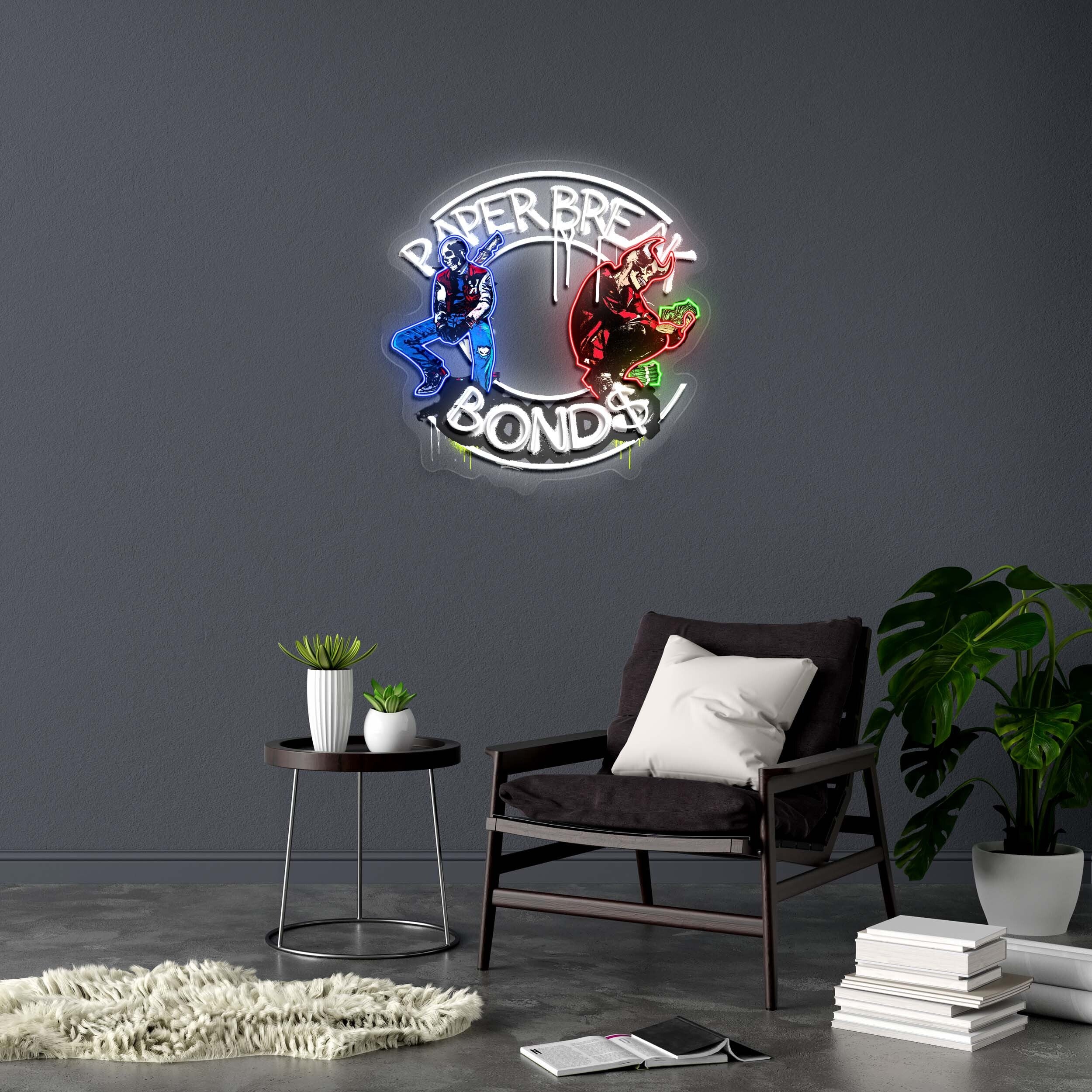 PAPER BREAK BOND$ - Premium Neon Artwork