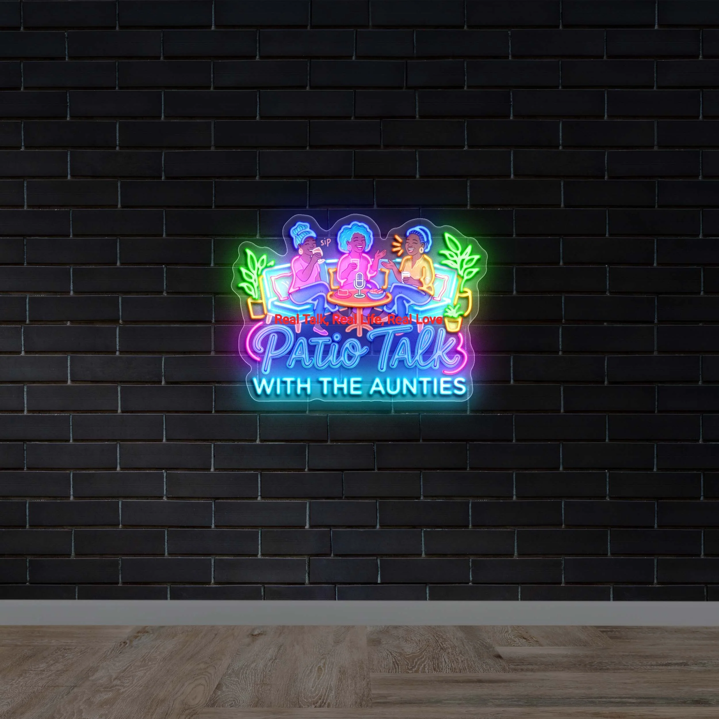 Patio Talk With The Aunties - Premium Neon Artwork