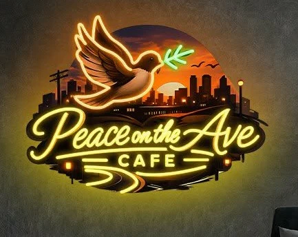 PEACE on the AVE cafe - Premium Neon Artwork