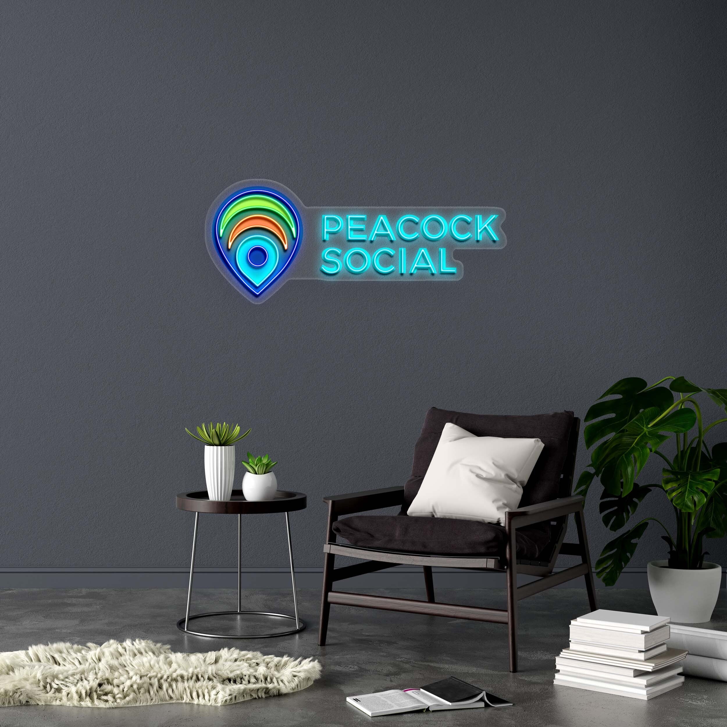 PEACOCK SOCIAL - Premium Neon Artwork