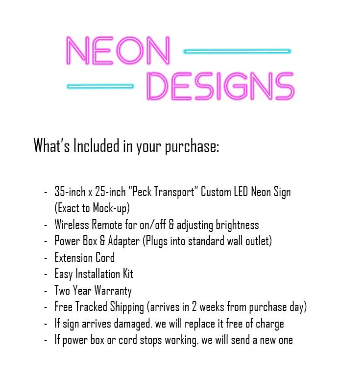 Peck Transport - Premium Neon Artwork - Image 2