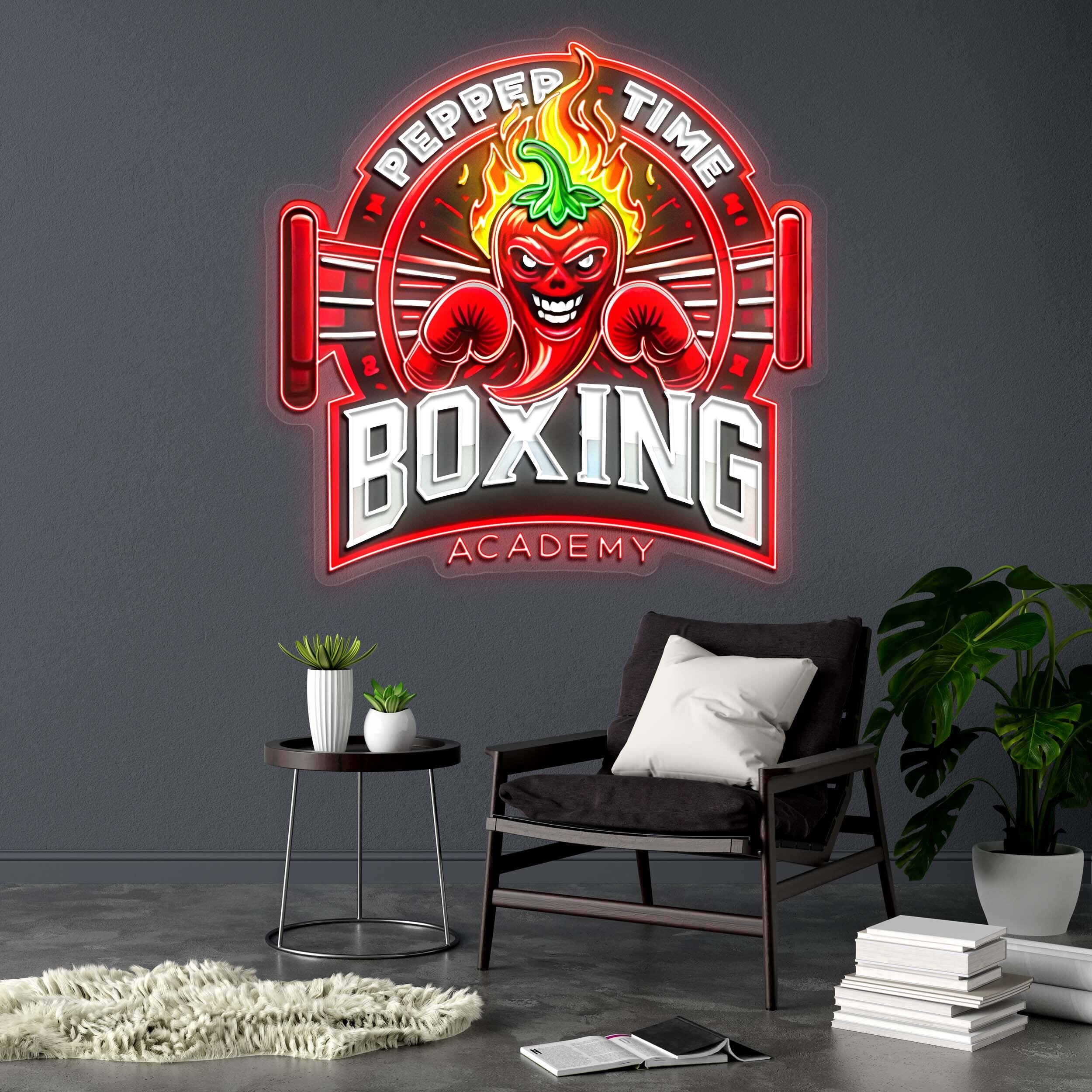 PEPPER TIME BOXING - Premium Neon Artwork