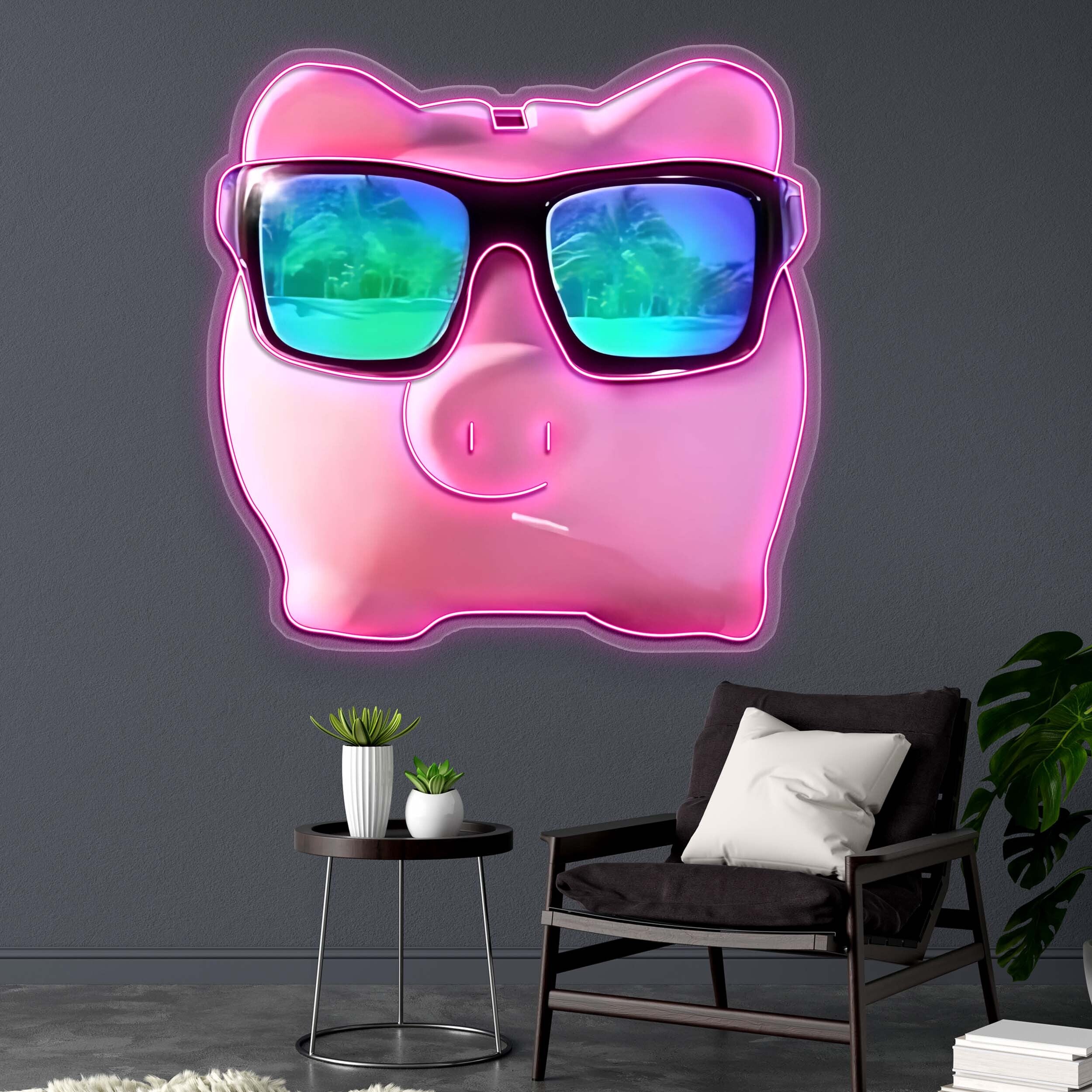 Pig with glasses - Premium Neon Artwork