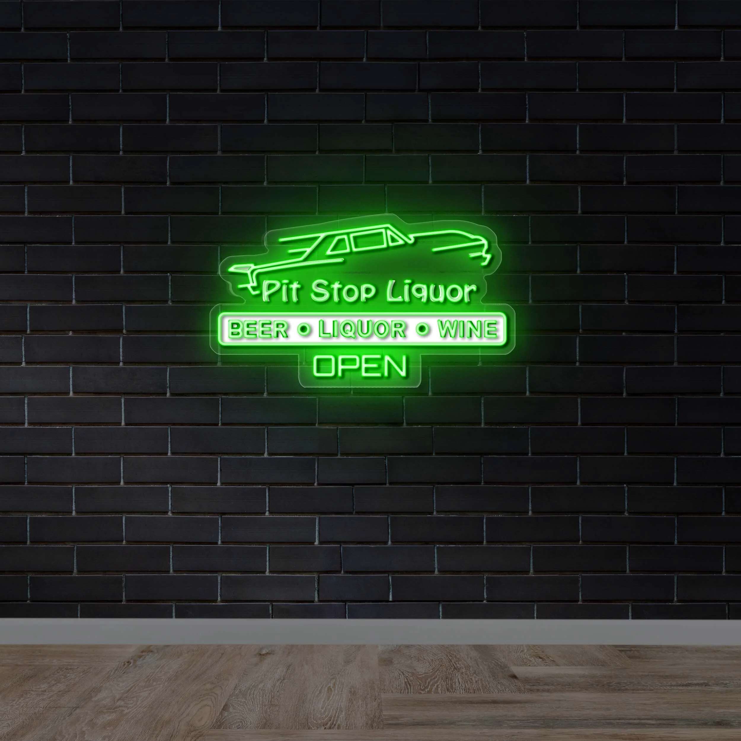 Pit Stop Liquor Open - Premium Neon Artwork