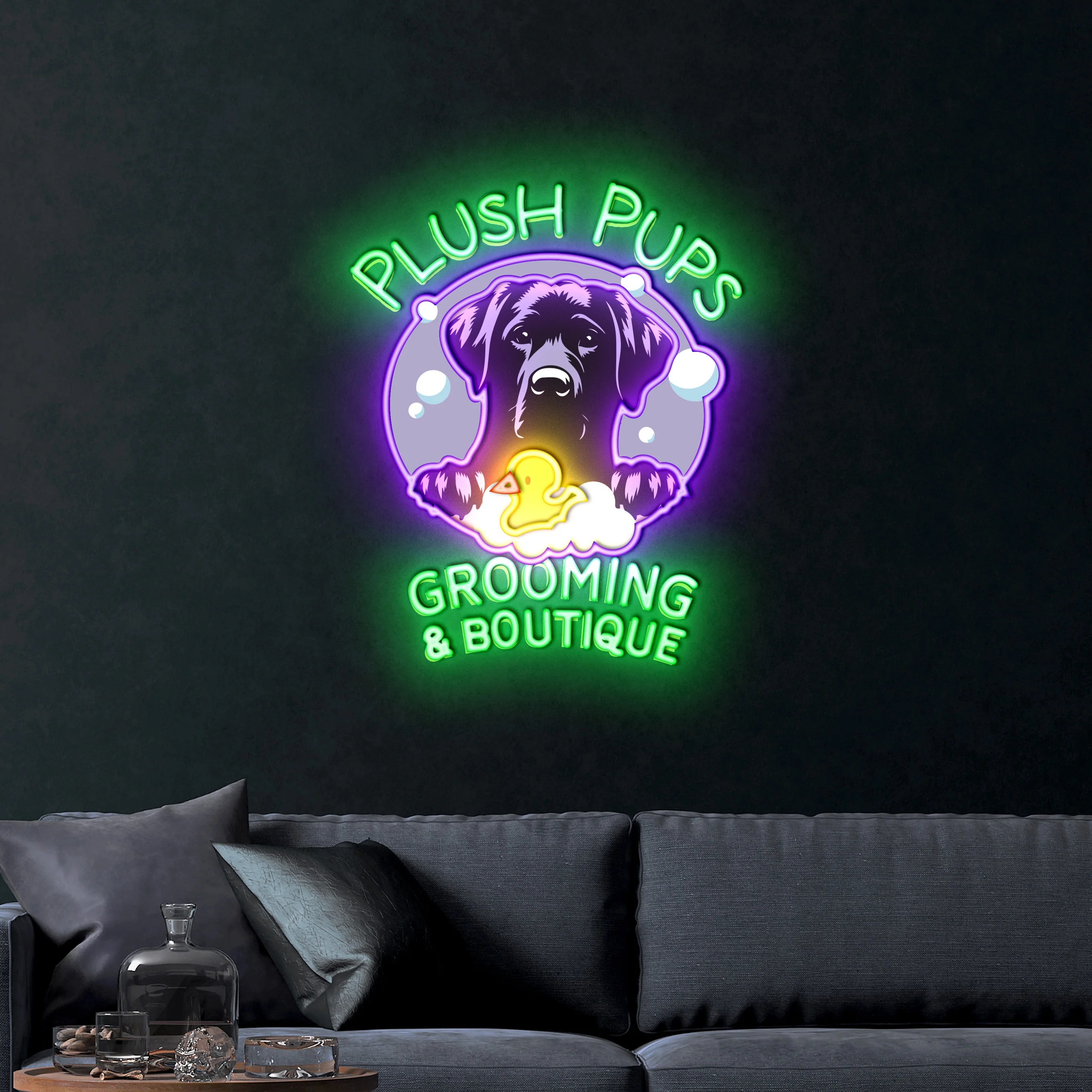 Plush Pups – Premium Neon Artwork