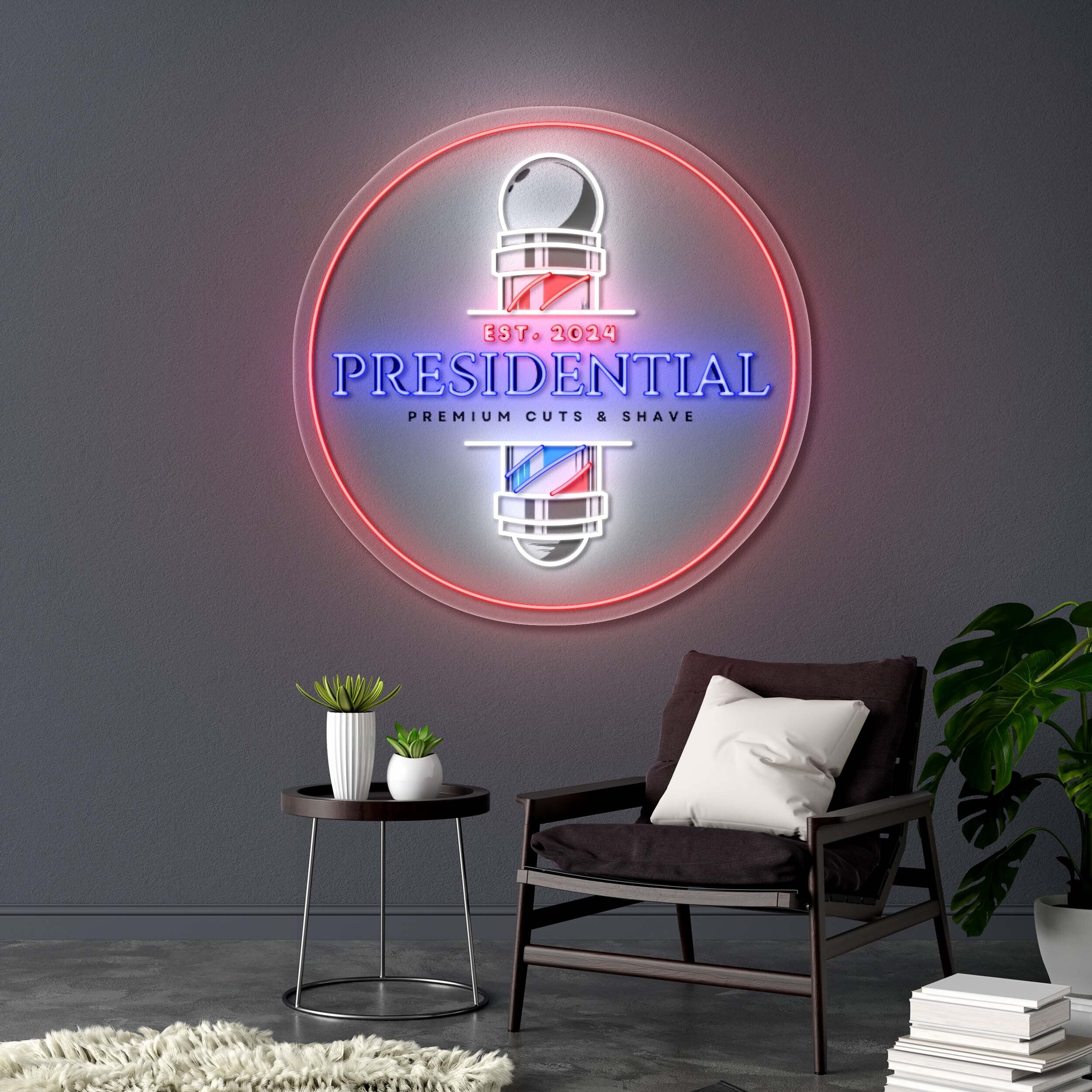 PRESIDENTIAL PREMIUM CUTS & SHAVE - Premium Neon Artwork