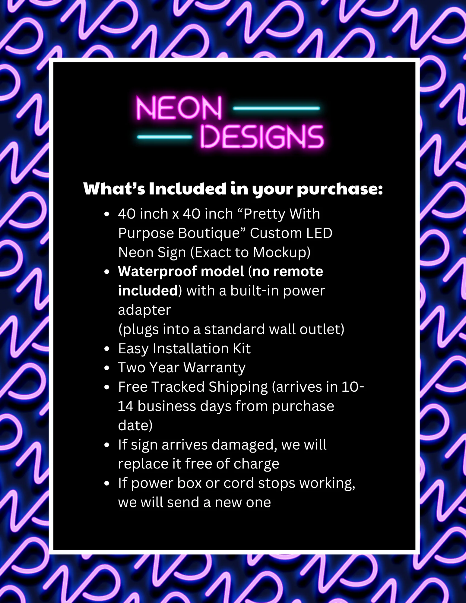 Pretty With Purpose Boutique - Premium Neon Artwork - Image 2