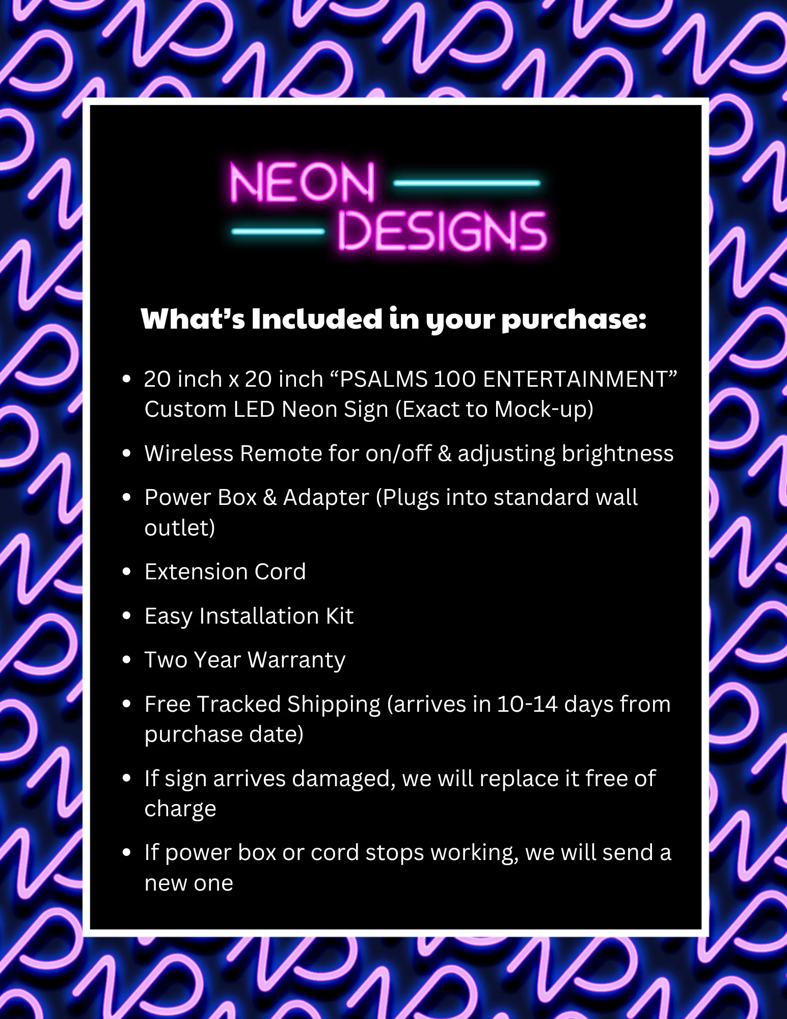 Psalm 100 Entertainment - Premium Neon Artwork - Image 2