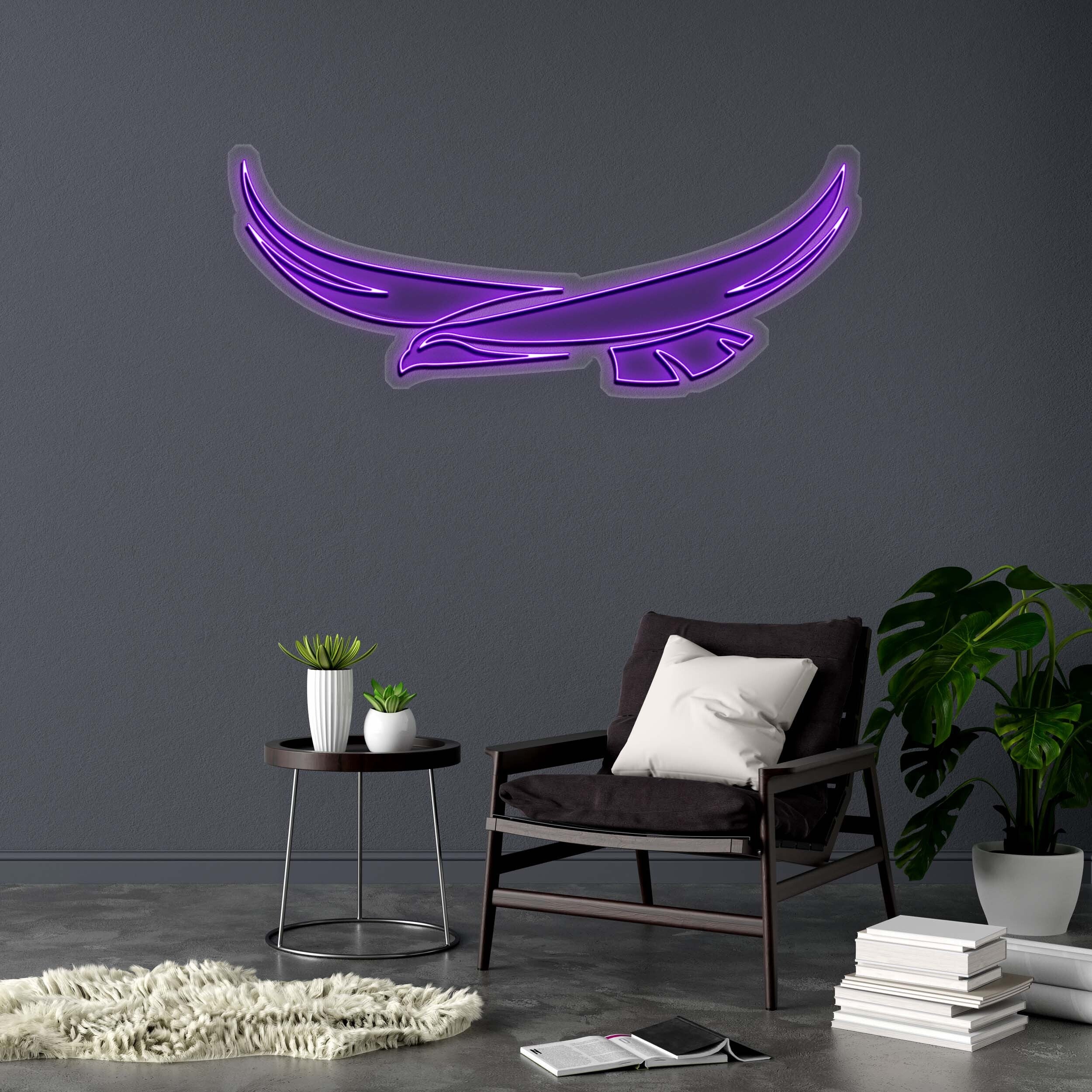 Purple Hawk (Logo Only) - Premium Neon Artwork