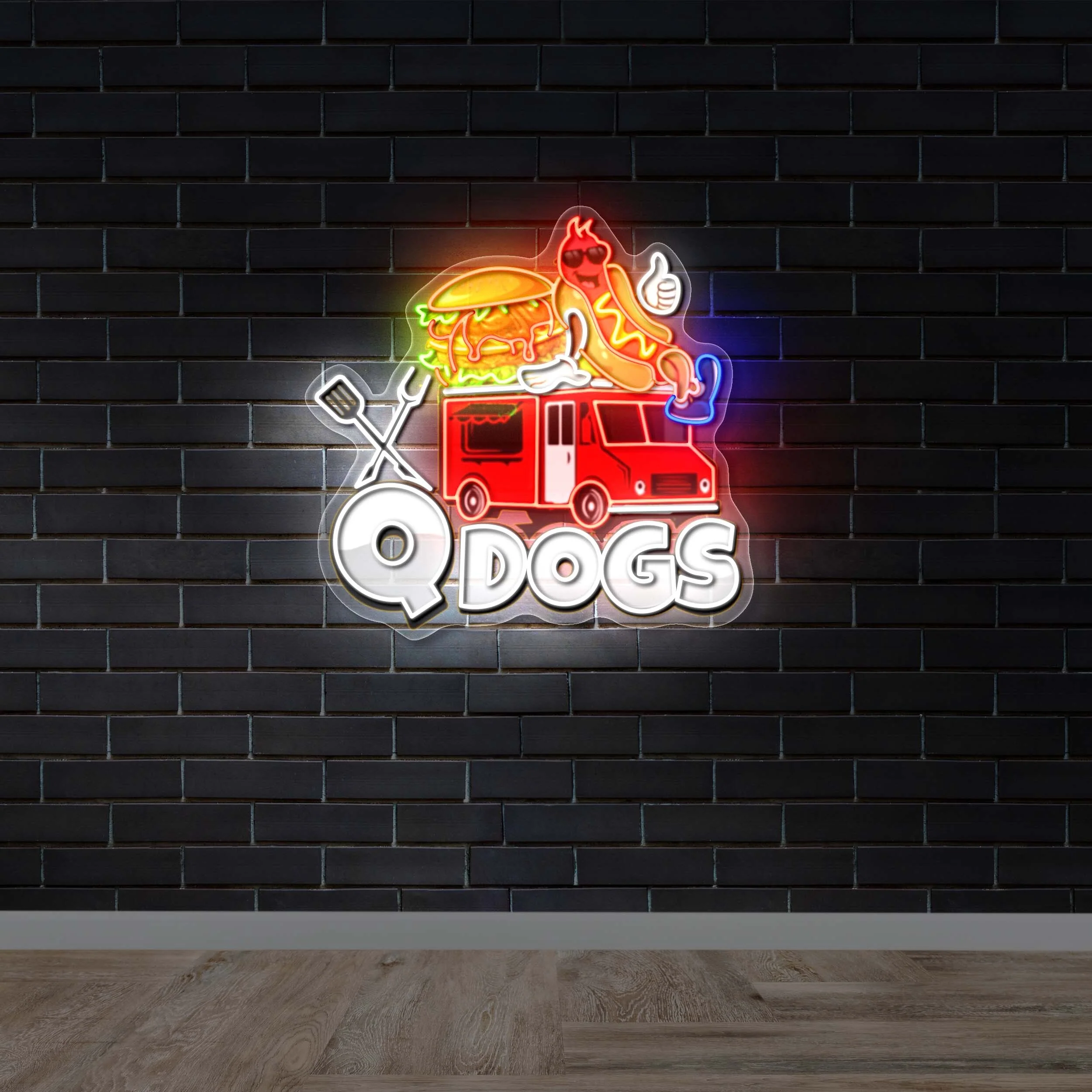 Q DOGS - Premium Neon Artwork