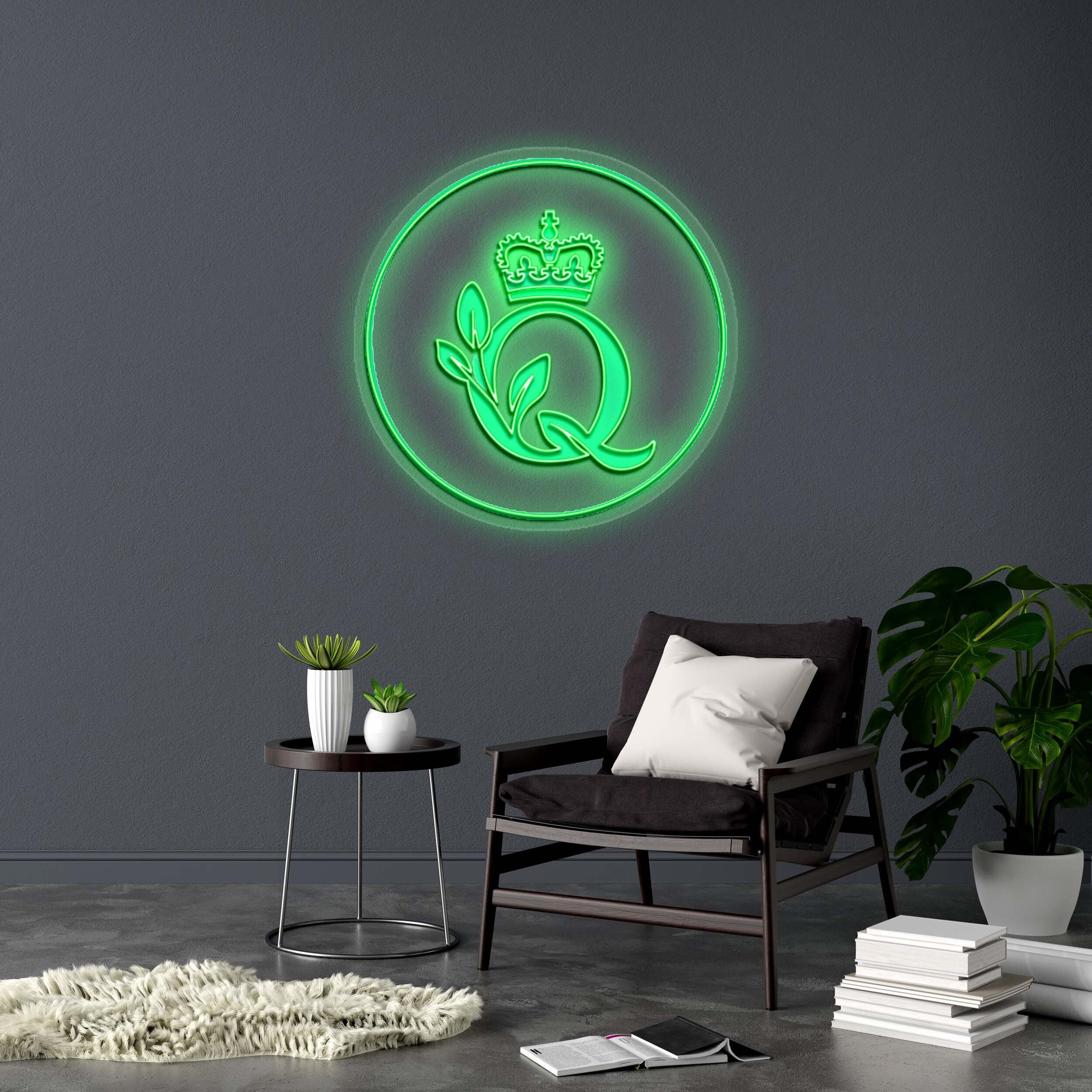Q with a crown - Premium Neon Artwork